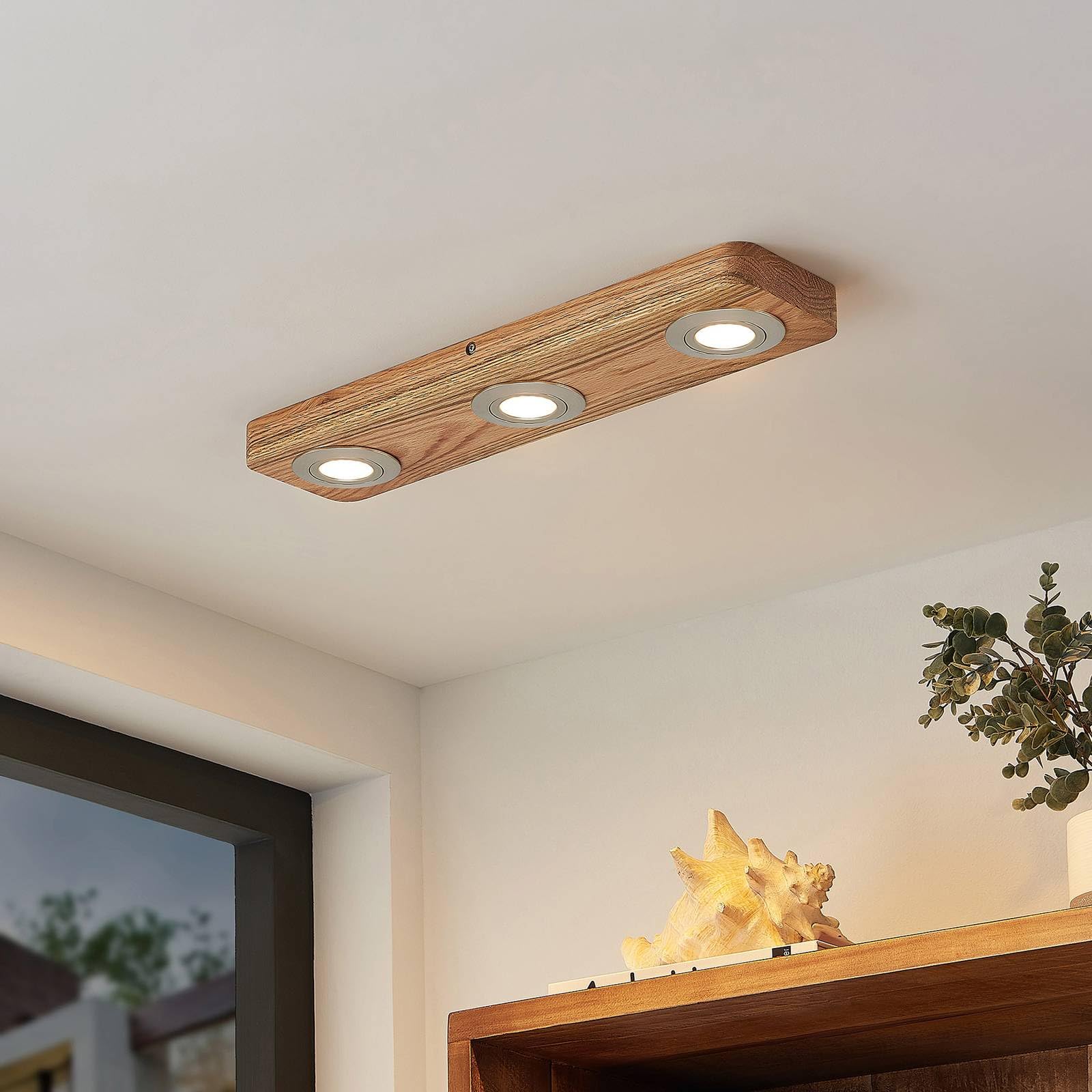 Lindby Plafoniera (Moderno) colore Ocra, in Legno ad es. Soggiorno & Sala da pranzo lampadina inclusa plafoniera legno lampada