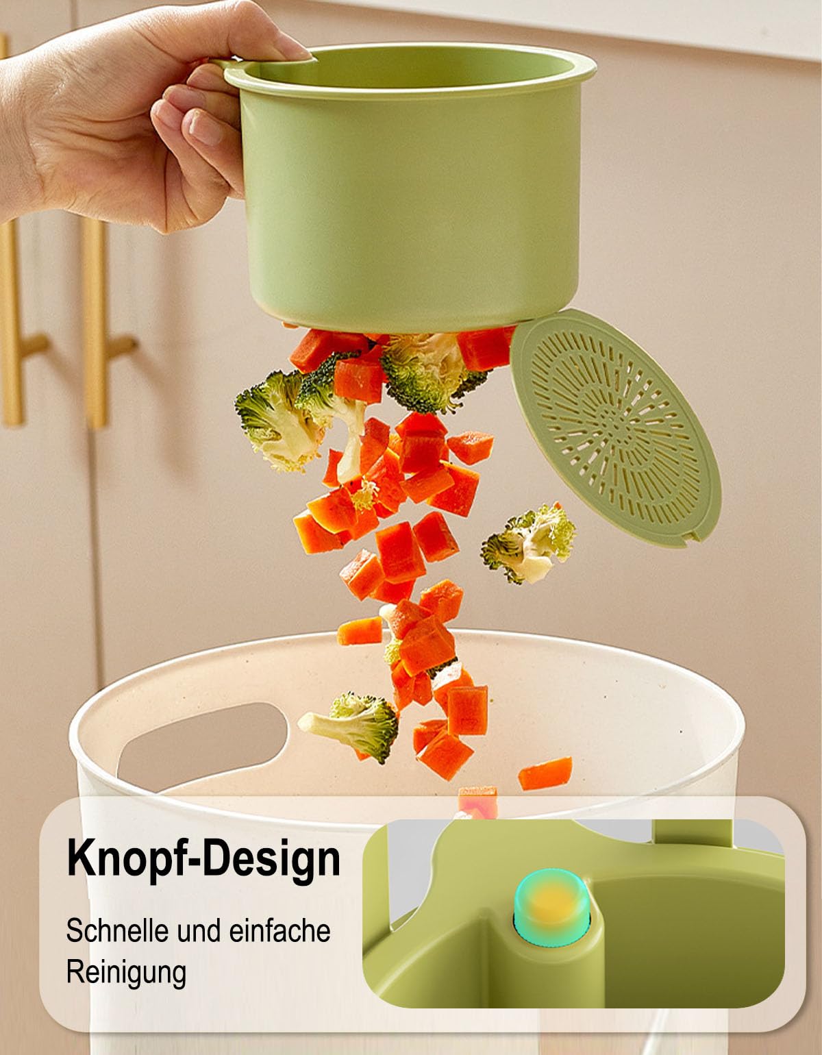 Silikon Sieb Für Spülbecken Mit Druckknopf - Abnehmbarer Siebkorb In Grün Gegen Verstopfungen