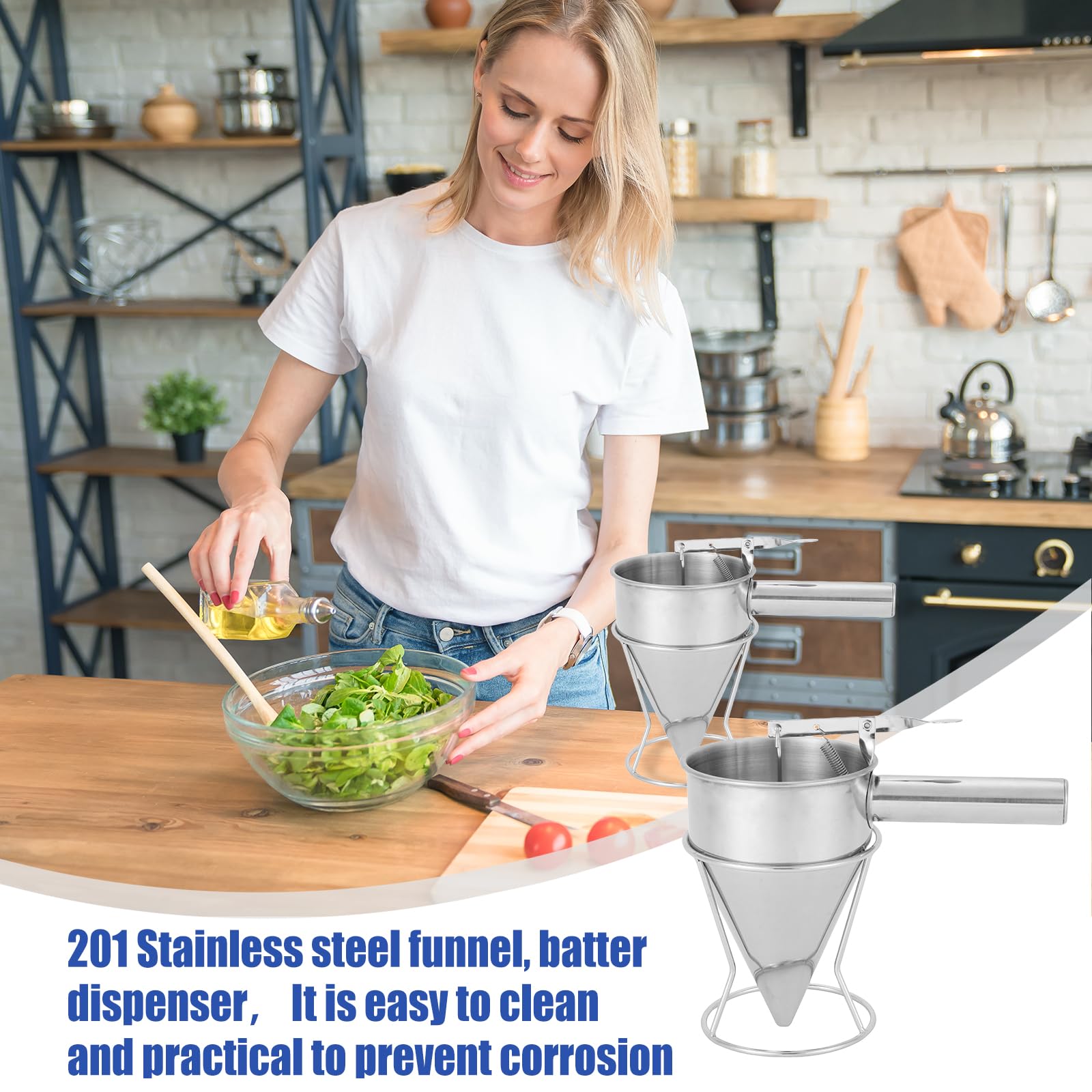 Imbuto Per Pasticceria 1200ml - Acciaio Inox Con 4 Beccucci Silicone | Per Pancake, Torte, Waffle - Foto 13