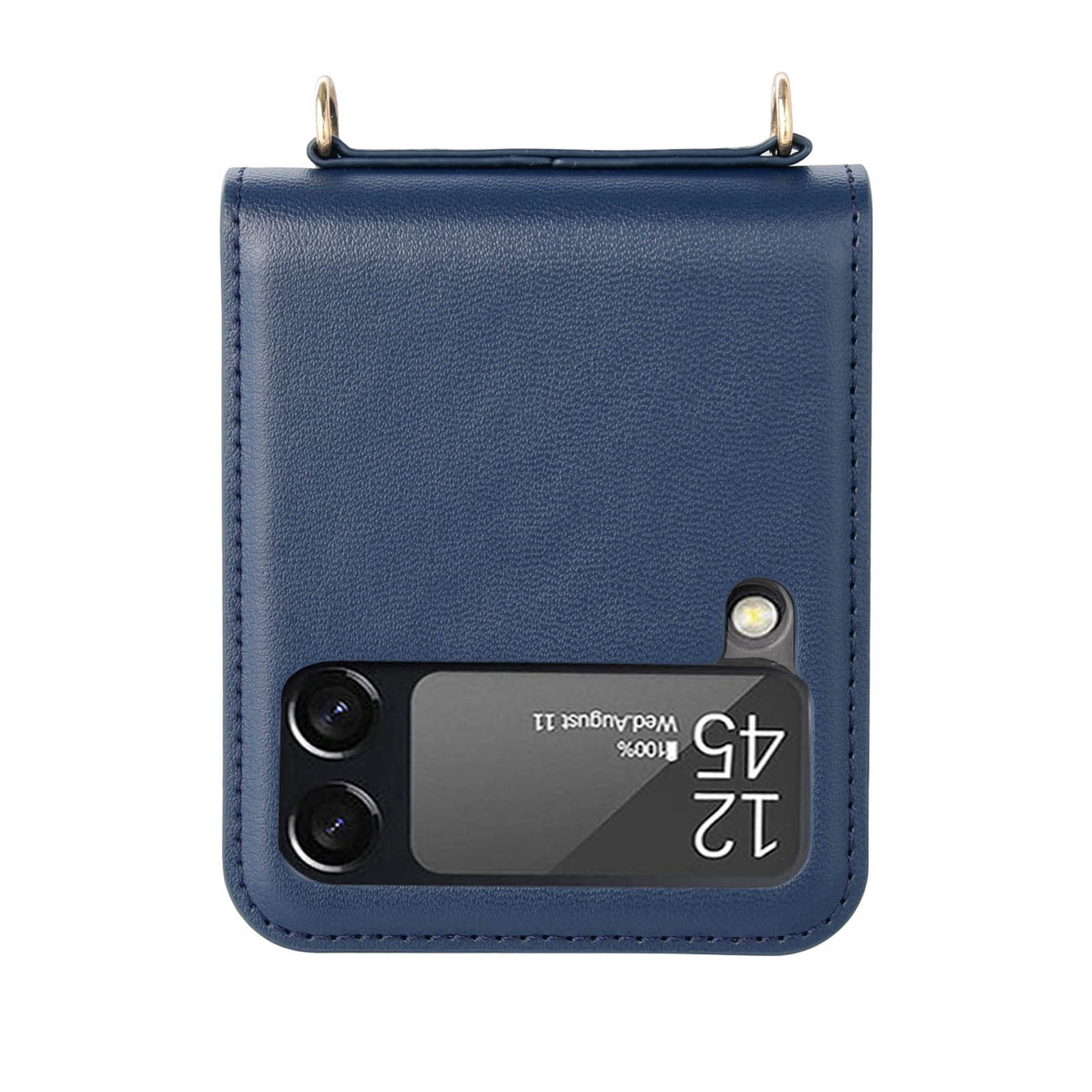 Coque pour Samsung Galaxy Z Flip 4, Anti-Empreintes Premium Étui avec Protection De La Caméra Antichoc Flip Sac À Main Housse,Bleu