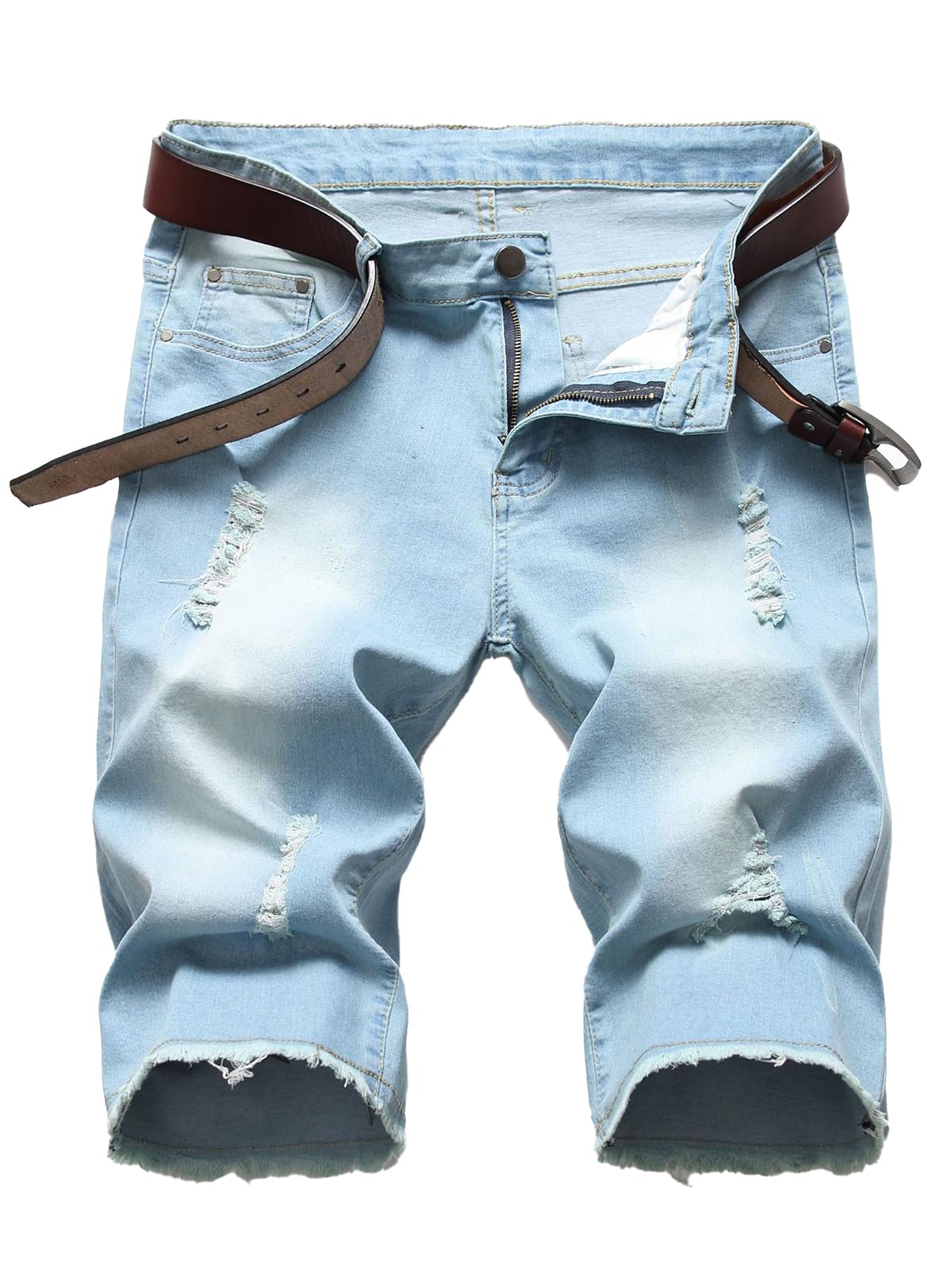 Litteking Men's Ripped Jean Shorts Casual Distressed Denim Shorts Summer Short Pants with Pockets