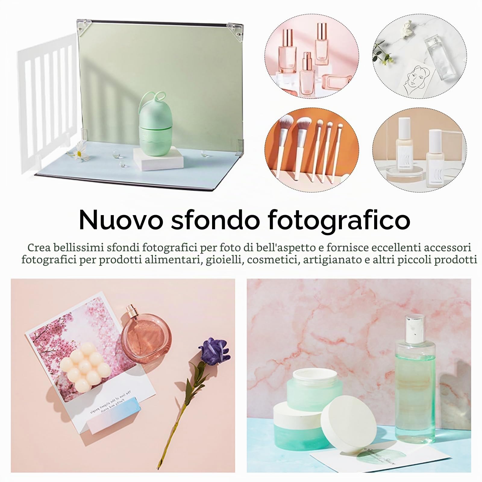 Kit Di Fondali Fotografici, 42x29cm Fotografici Da Scrivania Con 10 Sfondi Pieghevoli Bifacciali Carta Da Parati Per Studi Oggetti Di Scena Gioielli Cosmetici Tavoli Servizi