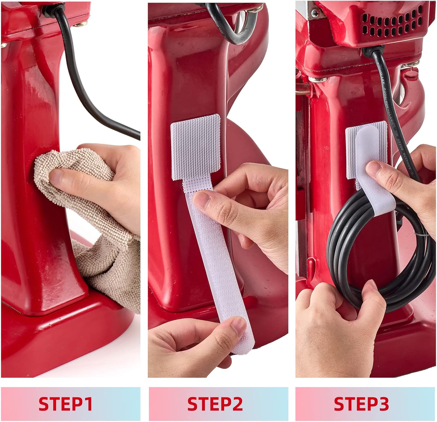 SUITMAT Cord Organizer for Appliances 18 Pack, Cable Organizer Cord Holder for Small Kitchen Appliances, Kitchenaid Stand Mixer Air Fryer Coffee Maker Pressure Cooker (White) 18 PACK (White) image 6 of 7 B0CKHGJH56