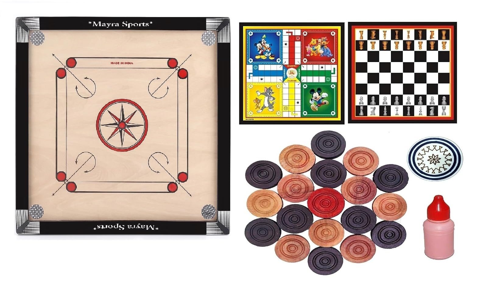 MAYRA Primium Wooden Carrom Board Ply Extra Smooth with All Accessories (Small Size 20 * 20 with Ludu Chess) (B0CQVJC3G9) Amazon Price History, Amazon Price Tracker