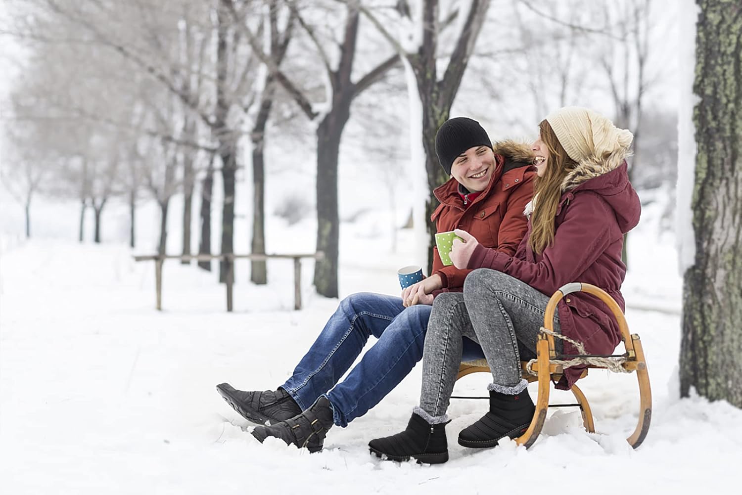 TEMOFON Womens Snow Boots Winter Warm Ankle Boots Waterproof Outdoor Fur Lined Shoes for Women - Image 3