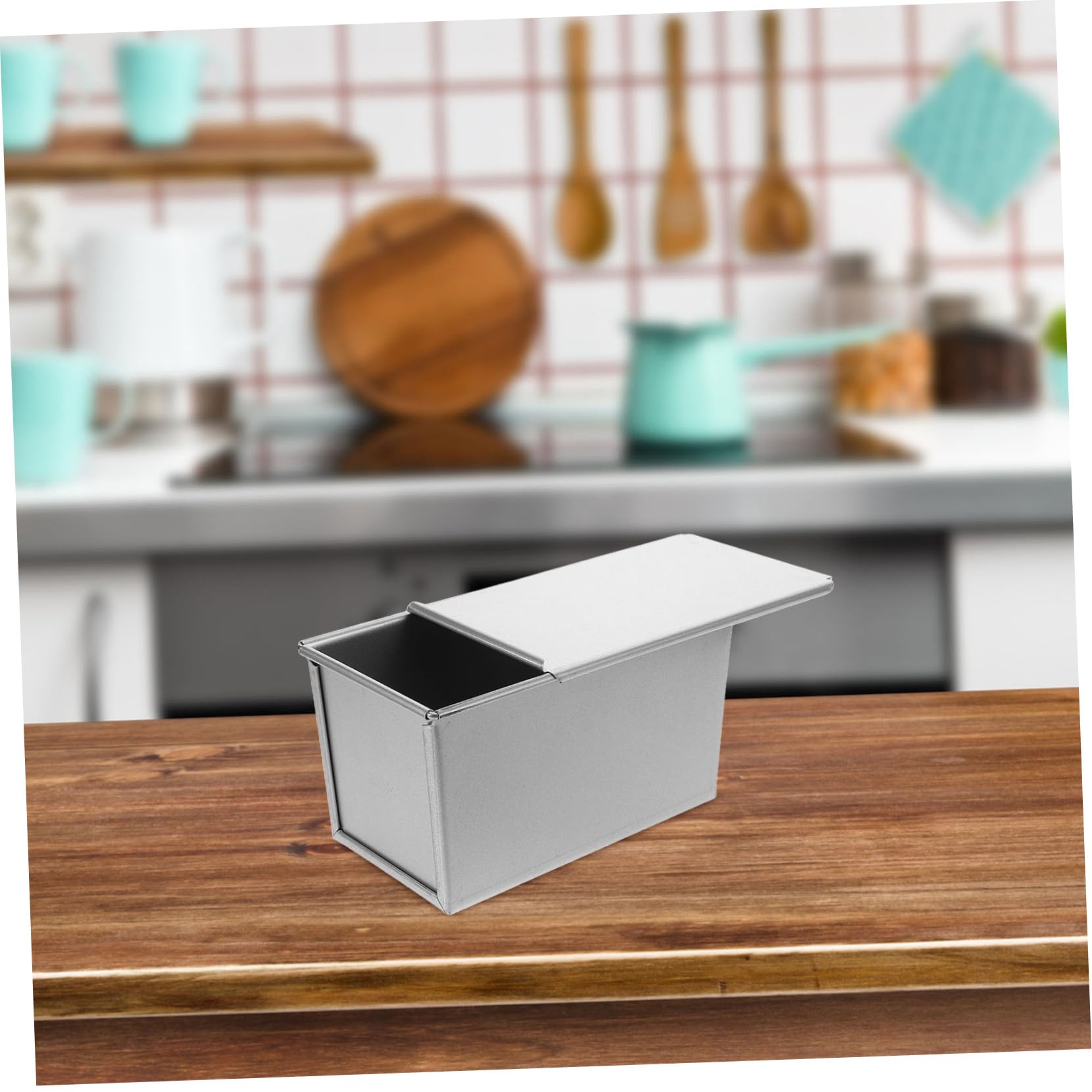 IMIKEYA Contenitore Rettangolare per Pane in Alluminio Teglia Antiaderente con Coperchio per Conservazione Pane e Toast per Uso Quotidiano e Viaggi