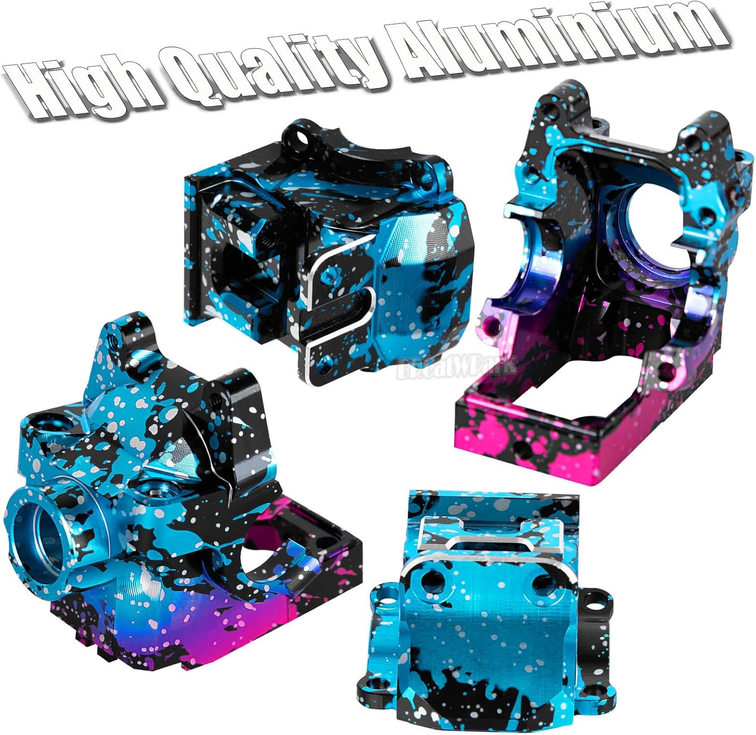 Aluminium Transmission Gearbox Upgrades Part for 1/10 Slash/Rustler/Stampede/Jato VXL 4X4 4WD,XO-1,RC Front Rear Gearbox & 37T Differential Gear,#6880#6881,Colorful(Blue Pink Tone)