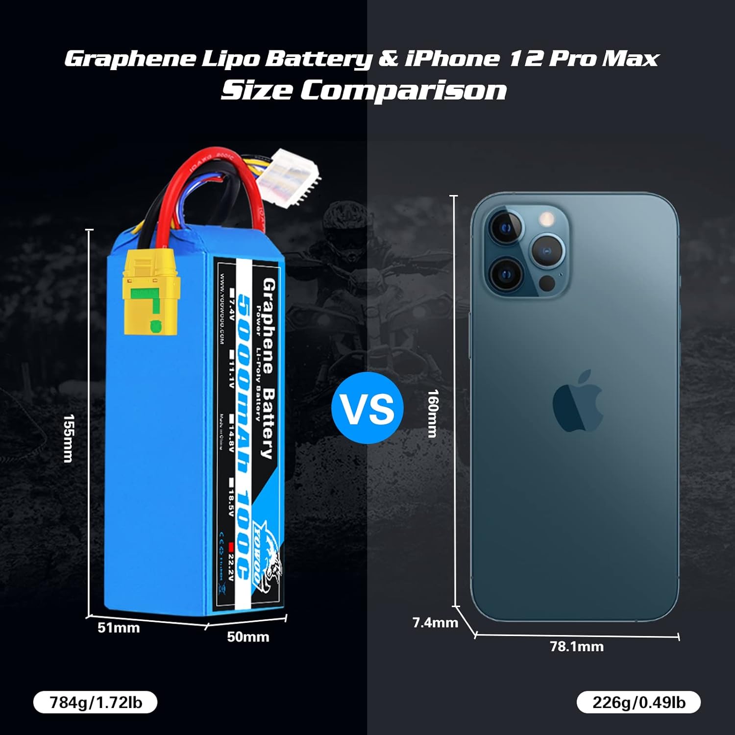 Best Cyber Deals 🔥 YOWOO Graphene Battery 6S 22.2V 5000mAh 100C with Amass XT90S Anti-Spark Connector Lipo Battery for Mikado LOGO500 Align T-REX 550 600E 700E GAUI X5 Outrage 550 Hirobo SDX Multirotors EDF Jets