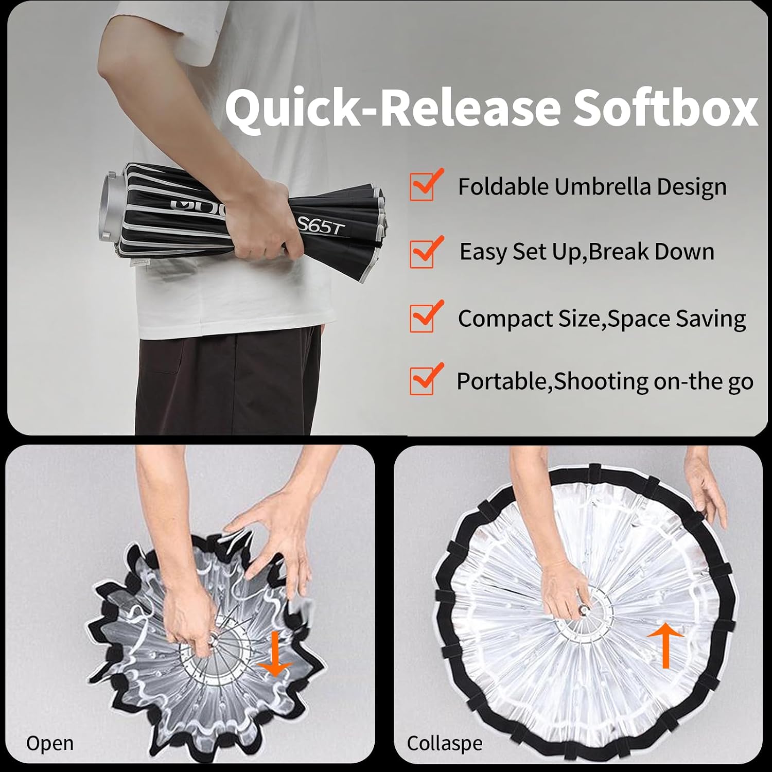 Godox Quick Release Softbox S85T 85cm/33.5in Umbrella Bowens Mount Softbox