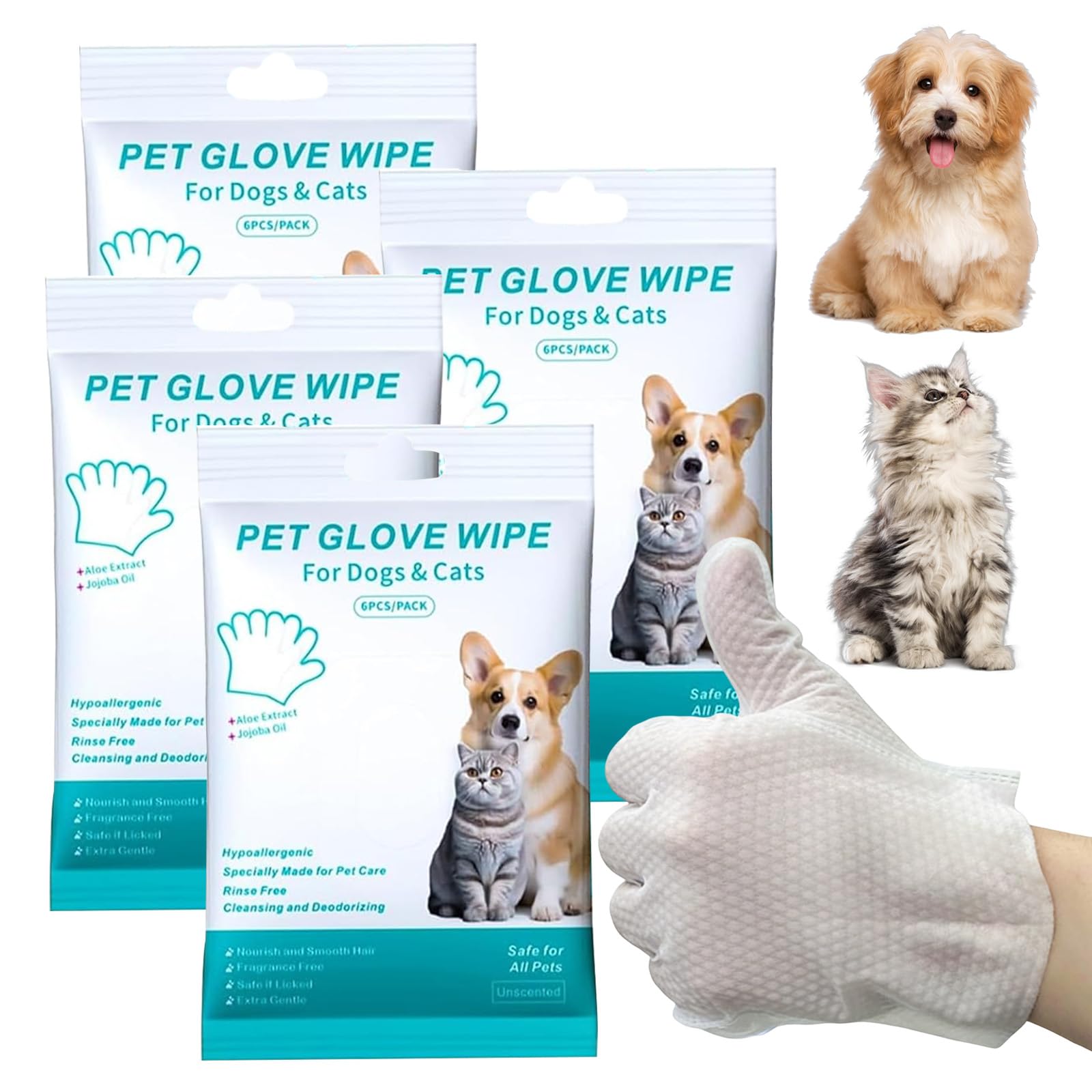 Eulihent 24 Piezas Guantes Limpieza Perro Guantes Lavar Perro Hipoalergénicas Pet Gloves Wipes Guantes Cuidado Mascota para la Limpieza y el Cuidado Diario De Perros y Gatos - 1