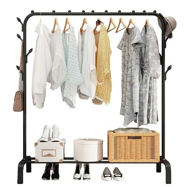 Heavy Duty Laundry Drying Rack with Bottom Shelves Rust-Proof PC Iron Drying Rack 150x110x43cm Clothes Towel Blanket Shoe