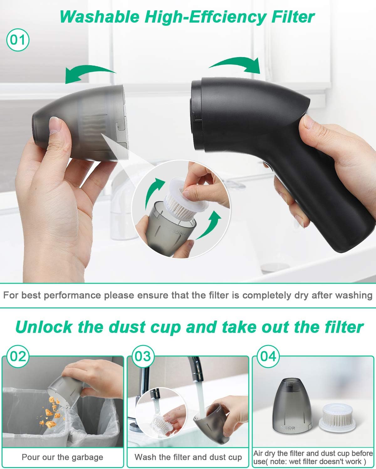 MECO 4.3kPa Keyboard Cleaner, Rechargeable Mini Vacuum Cleaner with LED Light, Cordless Handheld Desk Vacuum Cleaner for Cleaning Dust, Hairs, Crumbs for Sofa, Piano, Computer, Car and Pet House : Electronics