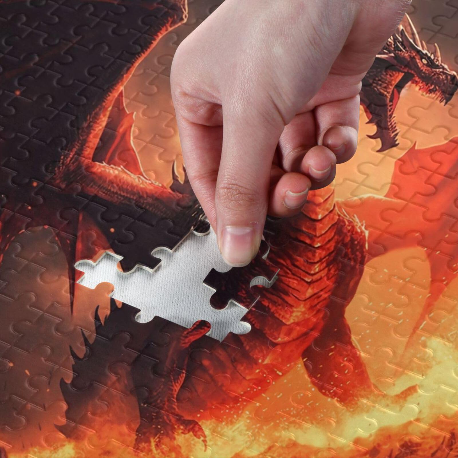 1000-Piece Jigsaw Puzzle - Fierce Dragon Fire Design, For Adults & Teens (15+), Includes Storage Bag - View #4
