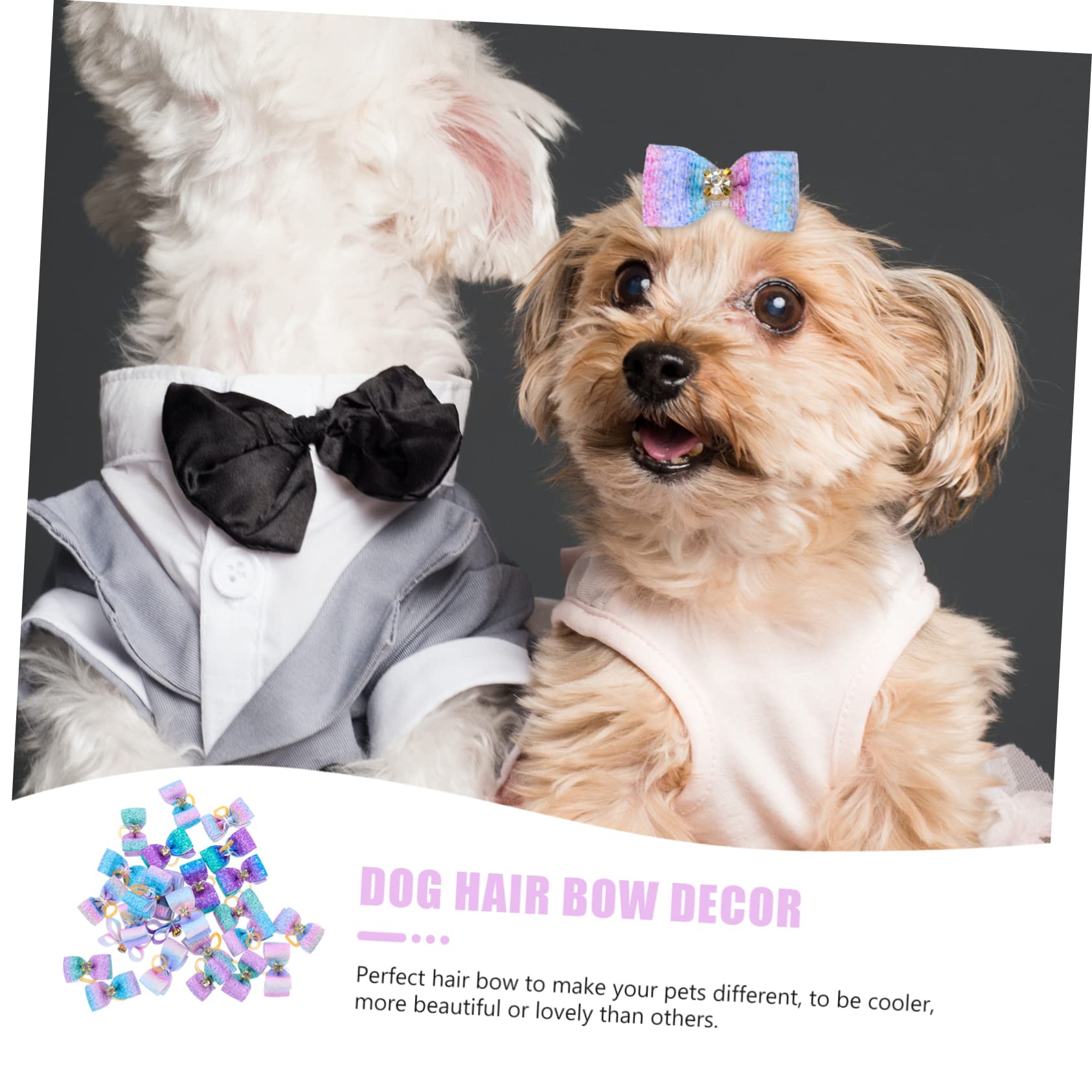 INOOMP 125 Piezas Flor de Cabeza de Mascota Perros Accesorios decoración para Mascotas Arcos de Pinzas para el Pelo de Mascotas Lazo de Pelo de Tocado de Mascota Venda