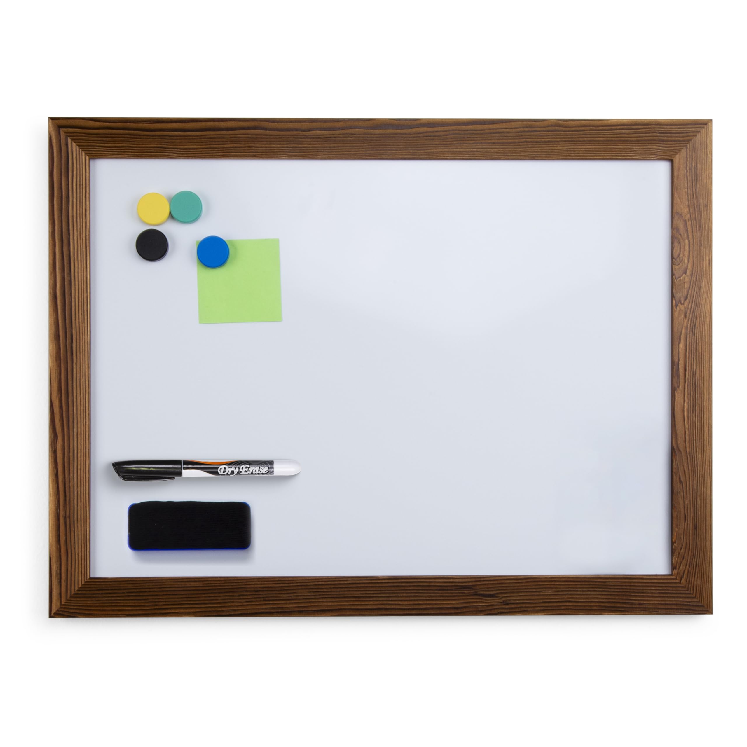 Real Wooden Framed Magnetic Dry Erase Whiteboard, 18" X 24", Vertical/Horizontal Wall Mount, Includes Black Marker, Eraser and 4 Magnets, by Better