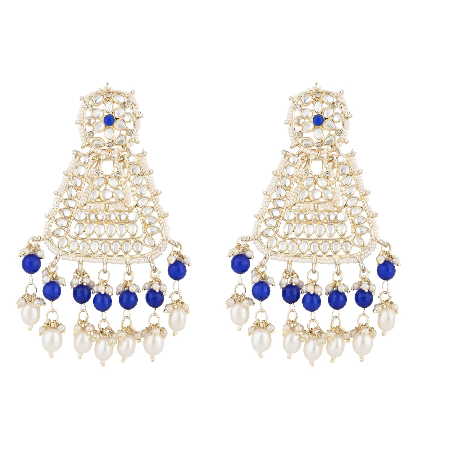 I Jewels Gold Plated Traditional Kundan & Pearl Drop Dangle Earrings For Women (E2798) (Blue) (B0D96DQ4D6) Amazon Price History, Amazon Price Tracker