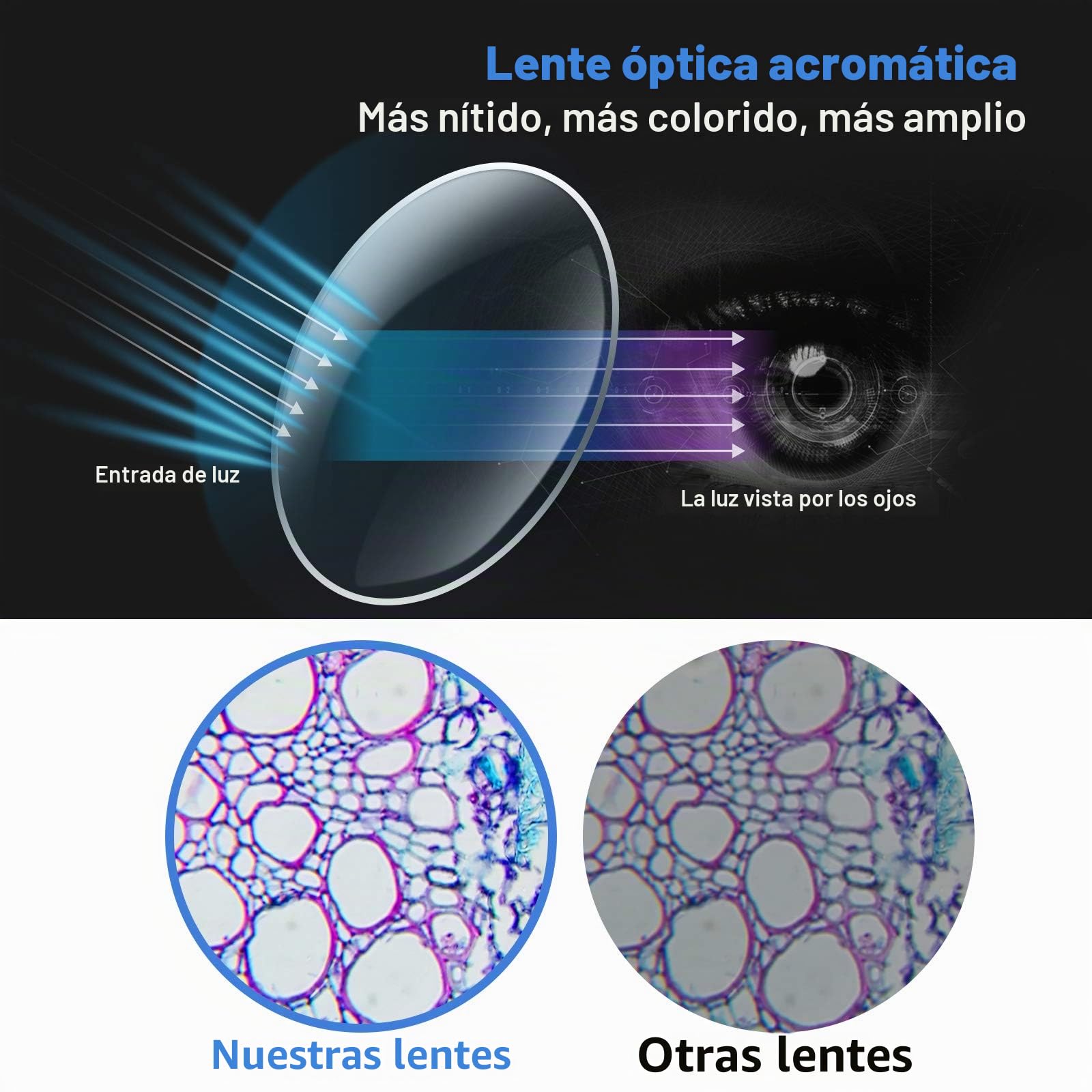 Microscopio Monocular Compuesto 40X-2000X para Niños, Adultos y Estudiantes - Microscopio de Precisión para Educación en Ciencias Biológicas con Kits - Metal y Vidrio - LED - Blanco