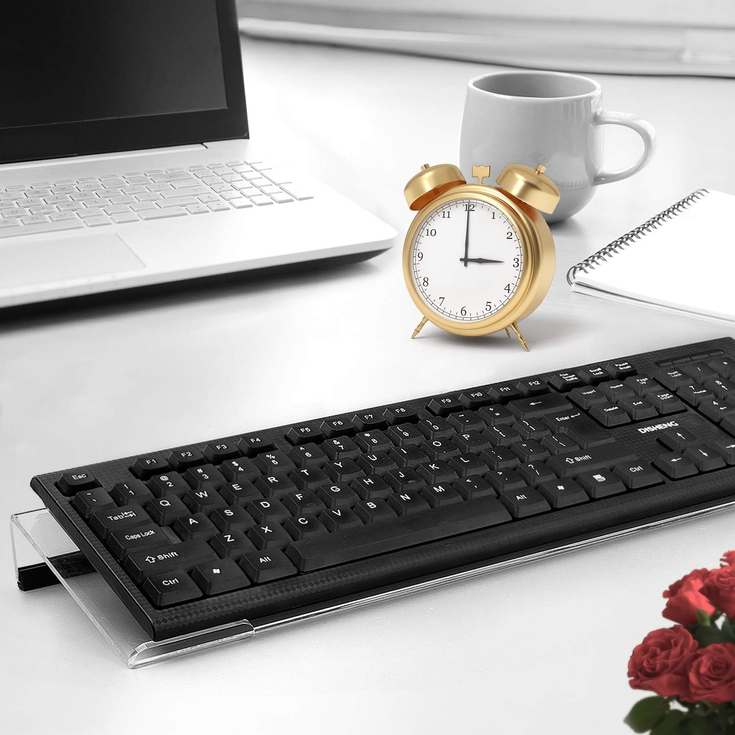 Yestbuy Acrylic Computer Titled Keyboard Holder Acrylic PC Keyboard Stand, Keyboard Stand, Clear Keyboard Tray Holder for Ergonomic Easy Typing, Keyboard Stand for Office Desk, Home, School (17x5.7’’)