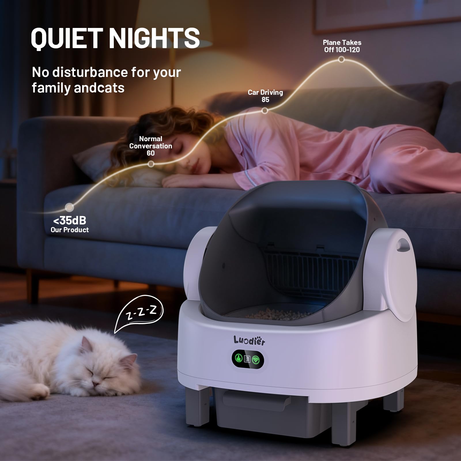 Self Cleaning Litter Box, Open-Top Large Automatic Cat Litter Box for Multiple Cats with Multiple Safety Sensor,APP Control, Odor-Free, Includes 1 Trash Bags 1 Litter Mat - image 6