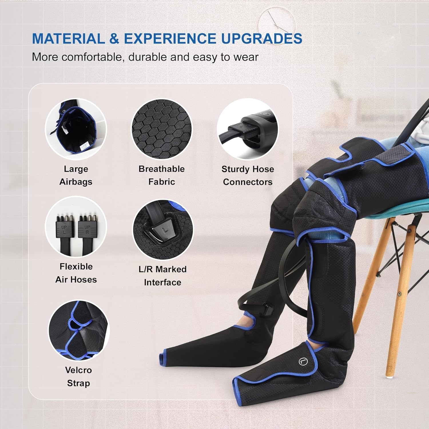 Full leg massage, heat or air compression, foot, knee, calf and thigh pain relief or resting blood circulation improves 3 mode intensity strap in hand control control control control control control Full leg massage, heat or air compression, foot, knee, calf and thigh pain relief or resting blood circulation improves 3 mode intensity strap in hand control control control control control control