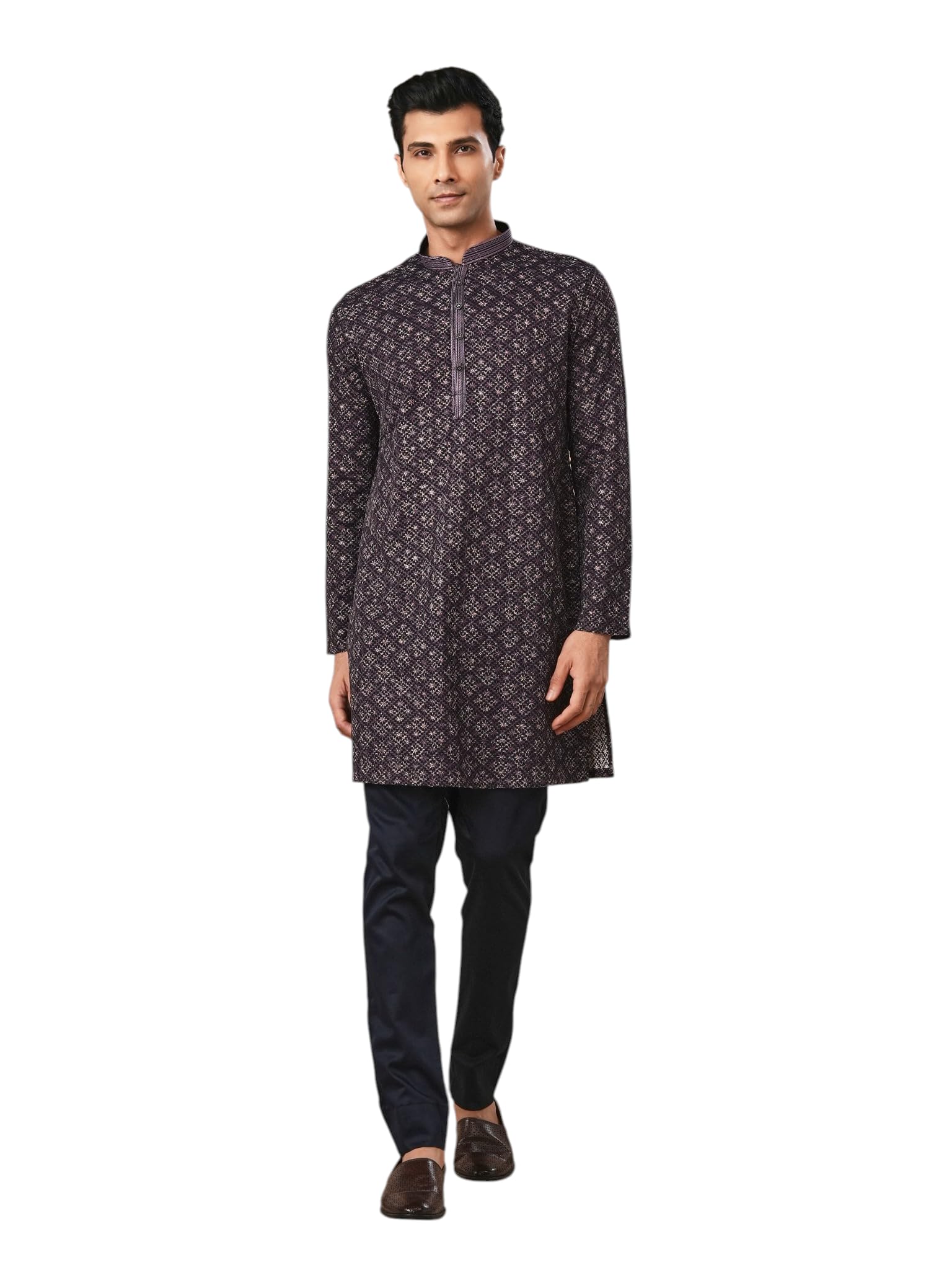 Men's Blended Viscose Chikankari & Sequinned Kurta Trousers Set (2pcs)-image-32