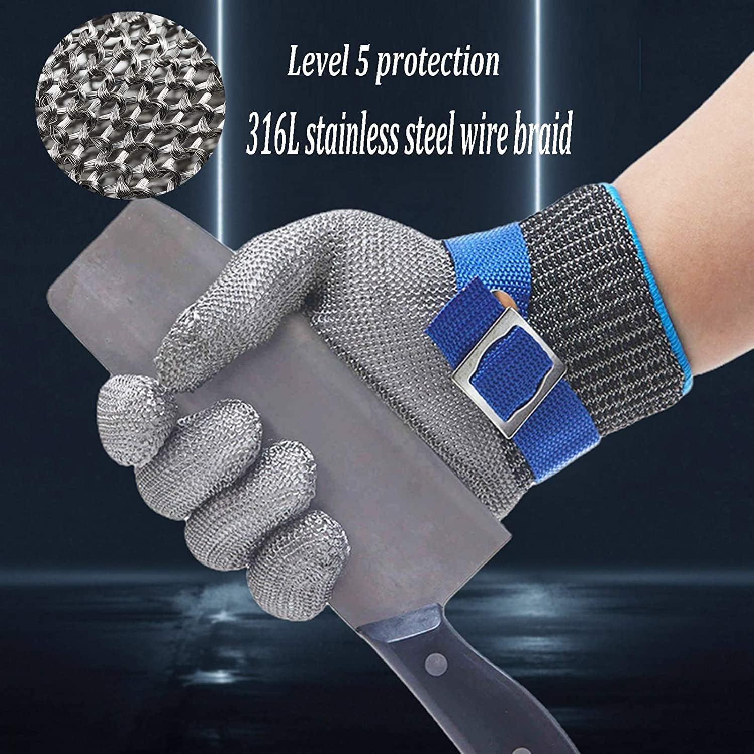 Gants anti-coupures Les gants résistants aux coupures en treillis métallique de jardin sont des gants de travail de sécurité qui protègent les doigts. Convient aux machines de jardinage de cuisine(6pc