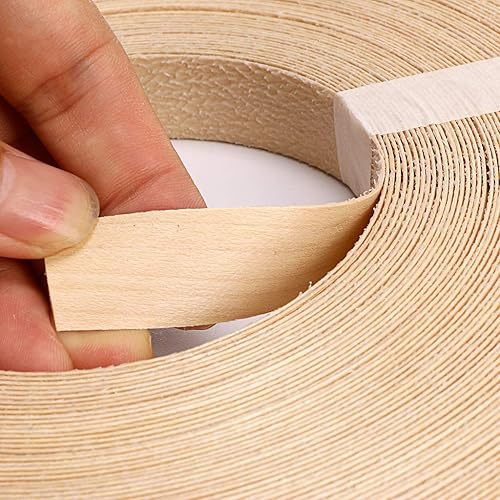 Miniatura 10 de Skelang Arce 2 x 50 pies rollo de chapa de madera bandas de borde de chapa de madera flexible con cinta adhesiva de fusión en caliente