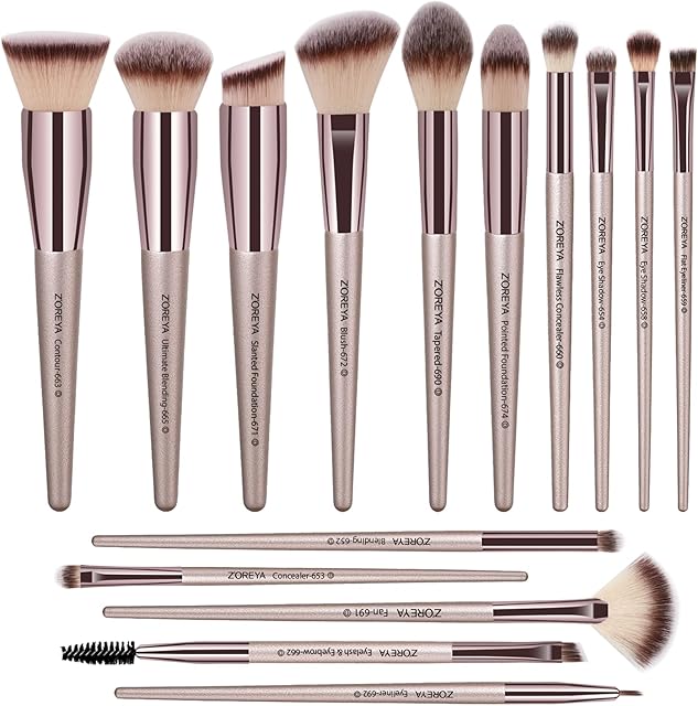 Makeup Brushes Zoreya Makeup Brush Set Premium Foundation Brush Kabuki Brush With Soft and Cruelty-Free Synthetic,for Cosmetics Foundation Concealers Powder Blush Blending Face Eye Shadows Brush Sets