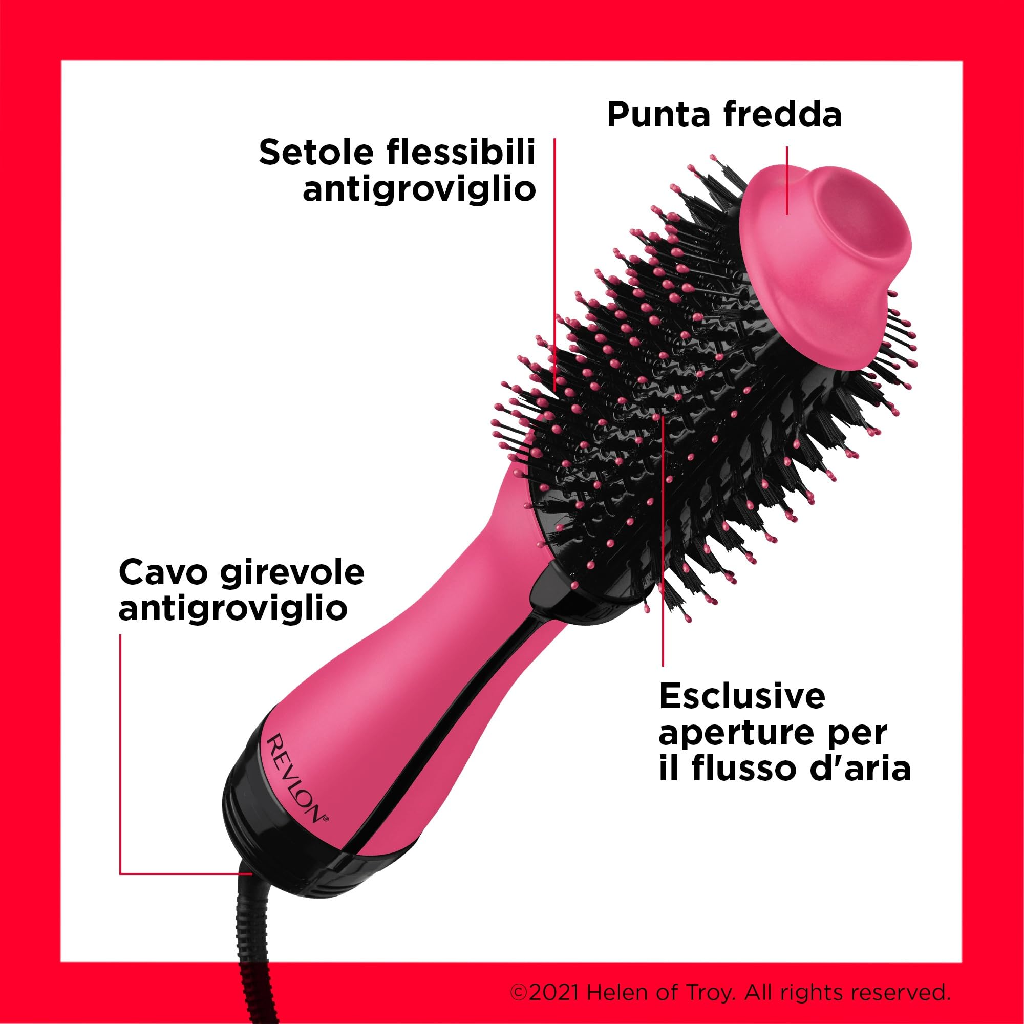Revlon One-Step Asciugacapelli Volumizzante - Novità Pink Edition (One-Step, Tecnologia Ionica e Ceramica, capelli medi e lunghi) RVDR5222PUK