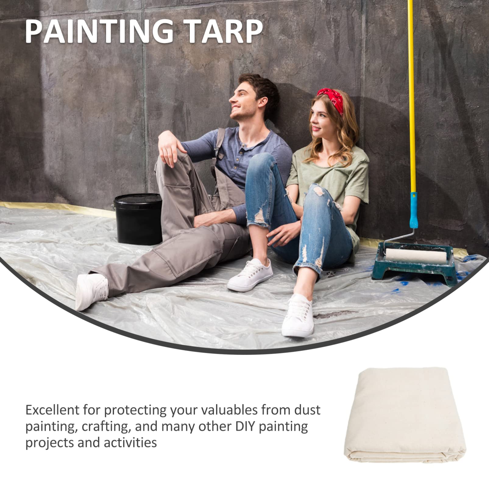 DOITOOL Telo Di Protezione Per Pittura in Cotone Spesso Lavabile e Riutilizzabile Per Coprire Mobili Pavimenti e Oggetti Durante Lavori Di Pittura e Ristrutturazione