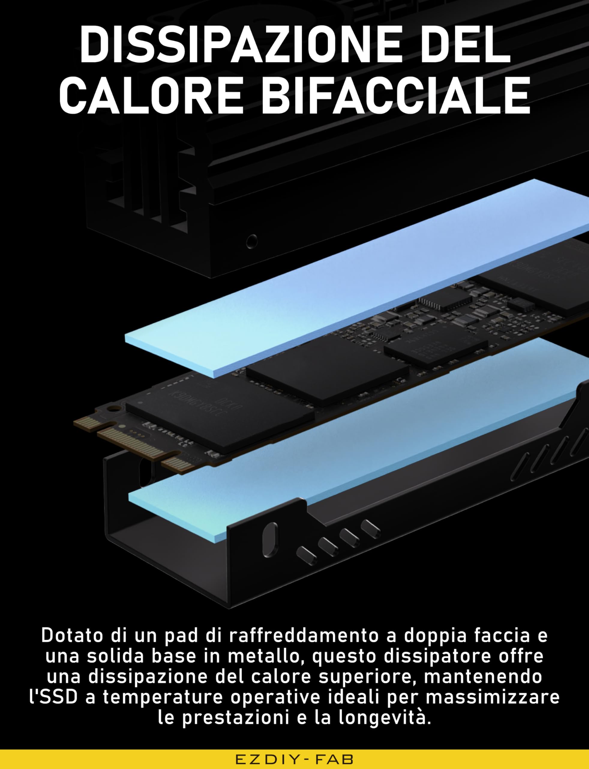 EZDIY-FAB Shield ARGB Dissipatore M.2 SSD con Ventola PWM da 20mm, Design in Alluminio Premium, Sincronizzazione ARGB 5V 3-Pin, Dissipatore Alta Prestazione per M.2 2280,Nero,1 Confezione
