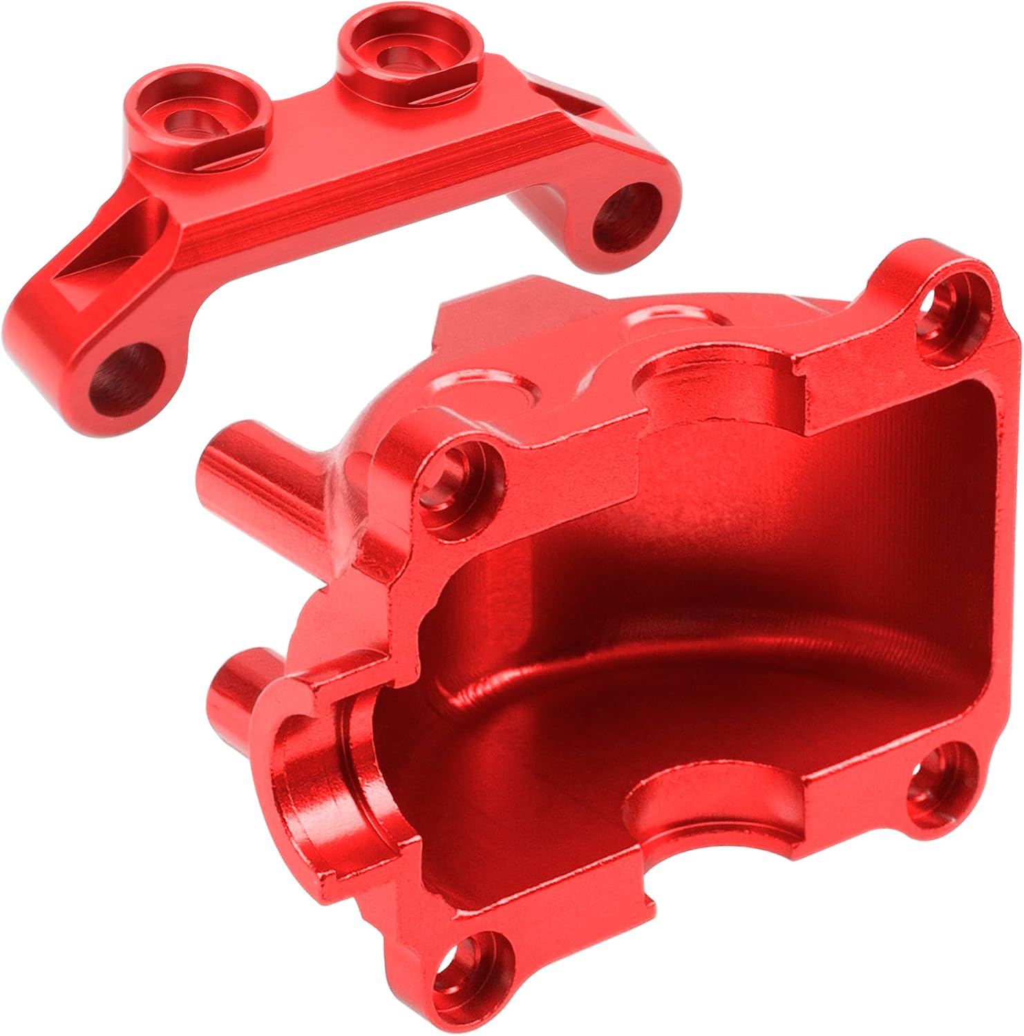 ShareGoo Metal Differential Gearbox Cover Diff Housing Case & Upper Arm Compatible with Tamiya TT02 TT-02D TT-02B TT-02FT 1/10 RC Car (Red)