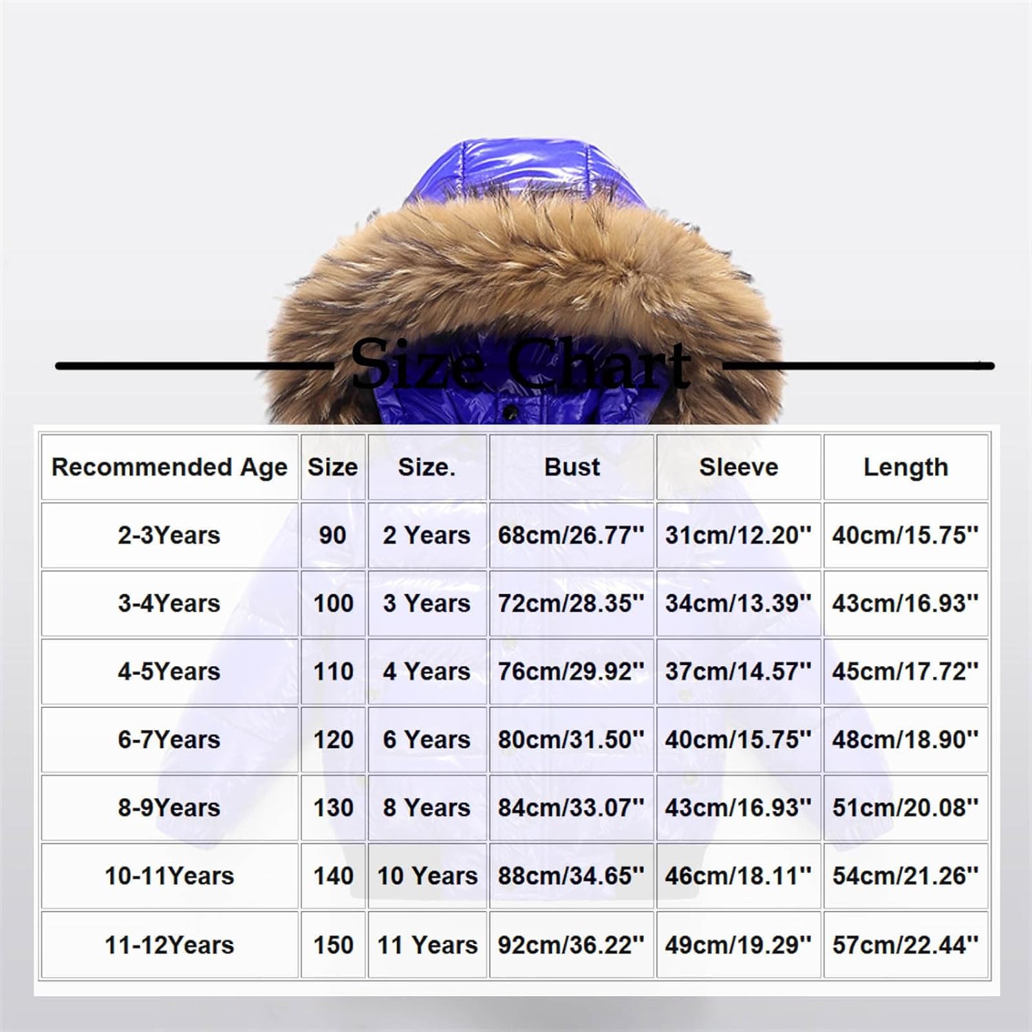 Girls Glitter Puffer Coat Faux 𝐅𝐮𝐫 Detachable Hooded Down Jacket Winter Padded Warm Furry Quilted Outerwear