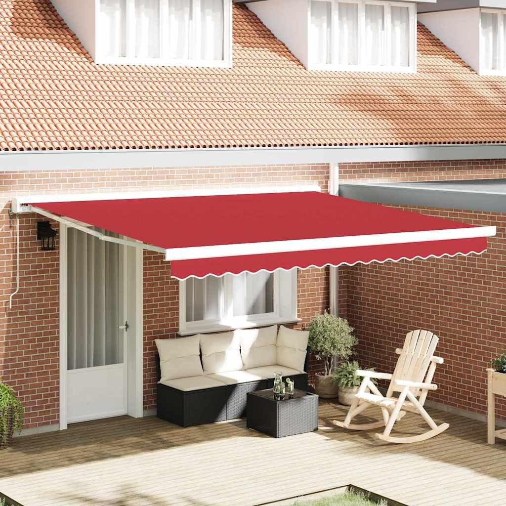 Toile de Rechange pour Store banne, en Polyester Rouge, 4 x 3 m, 240 g/m², résistante aux UV et à l'eau, inaltérable et résistante aux intempéries, avec Lambrequin, pour Balcon, Te