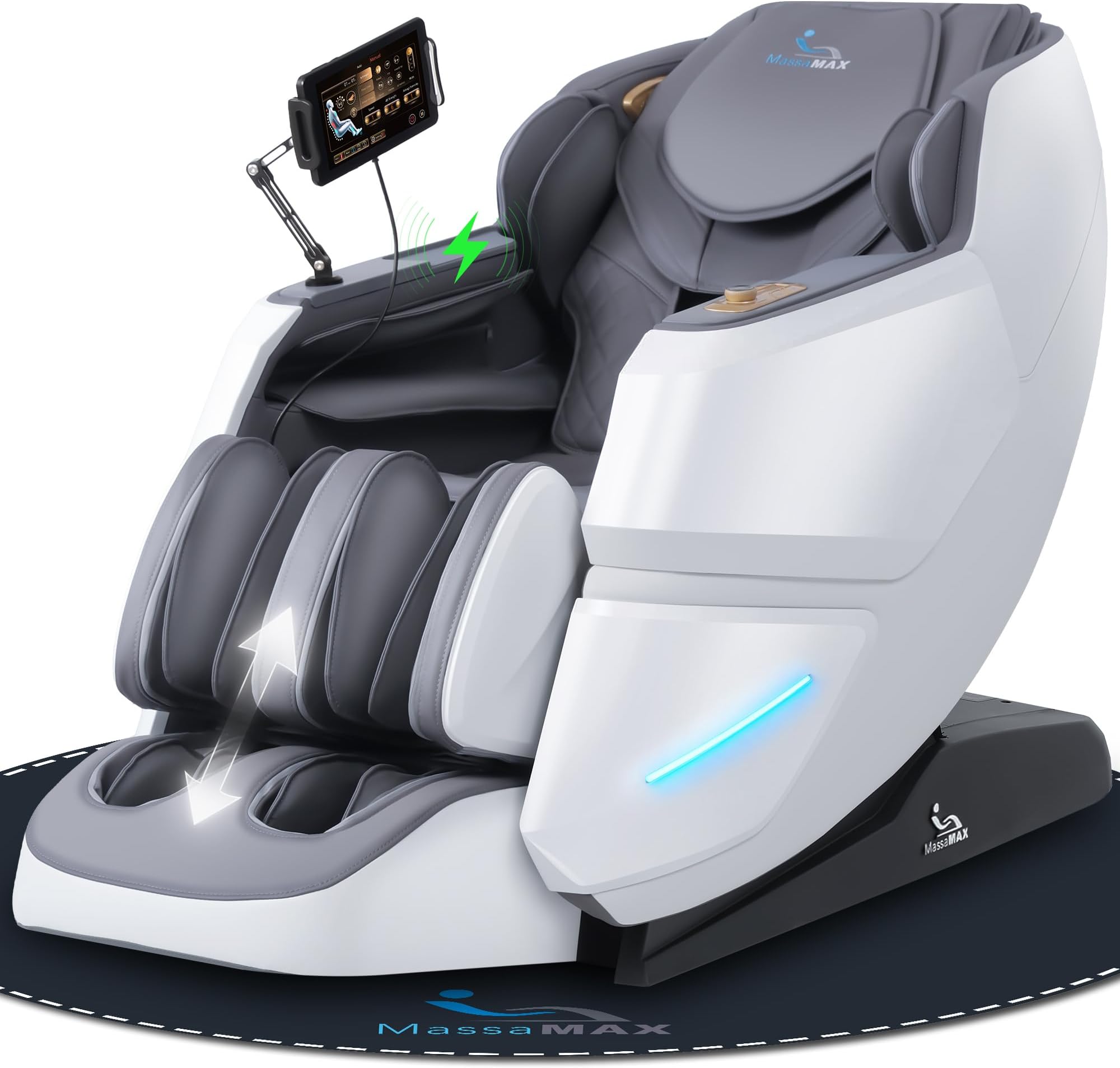 MassaMAX MT339 2026 4D Massage Chair, Full Body Zero Gravity Recliner with SL-Track, Body Scan, Graphene Heating, Deep Yoga Stretch, Foot Rollers & Hands-Free Voice Control (Space White)