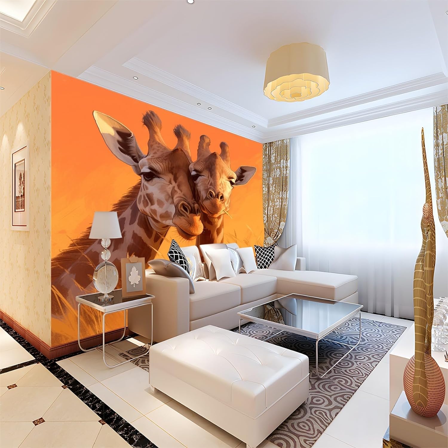 Mural de la sala de estar 3D decoración del hogar pareja animal ciervo paisaje tv fondo decoración del hogar papel pintado pegatina de pared papel pintado-300cm×210cm