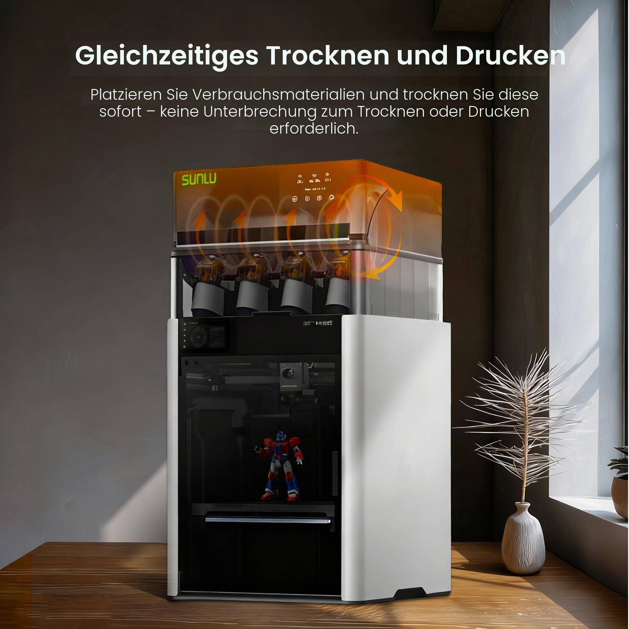 SUNLU AMS Heater für Bambu Lab AMS 1. Gen, Filamenttrockner-Upgrade für 4 Spulen, Drucken & Trocknen gleichzeitig, Smart RH-Steuerung, schnelle Erwärmung bis 70 °C in 20 Min