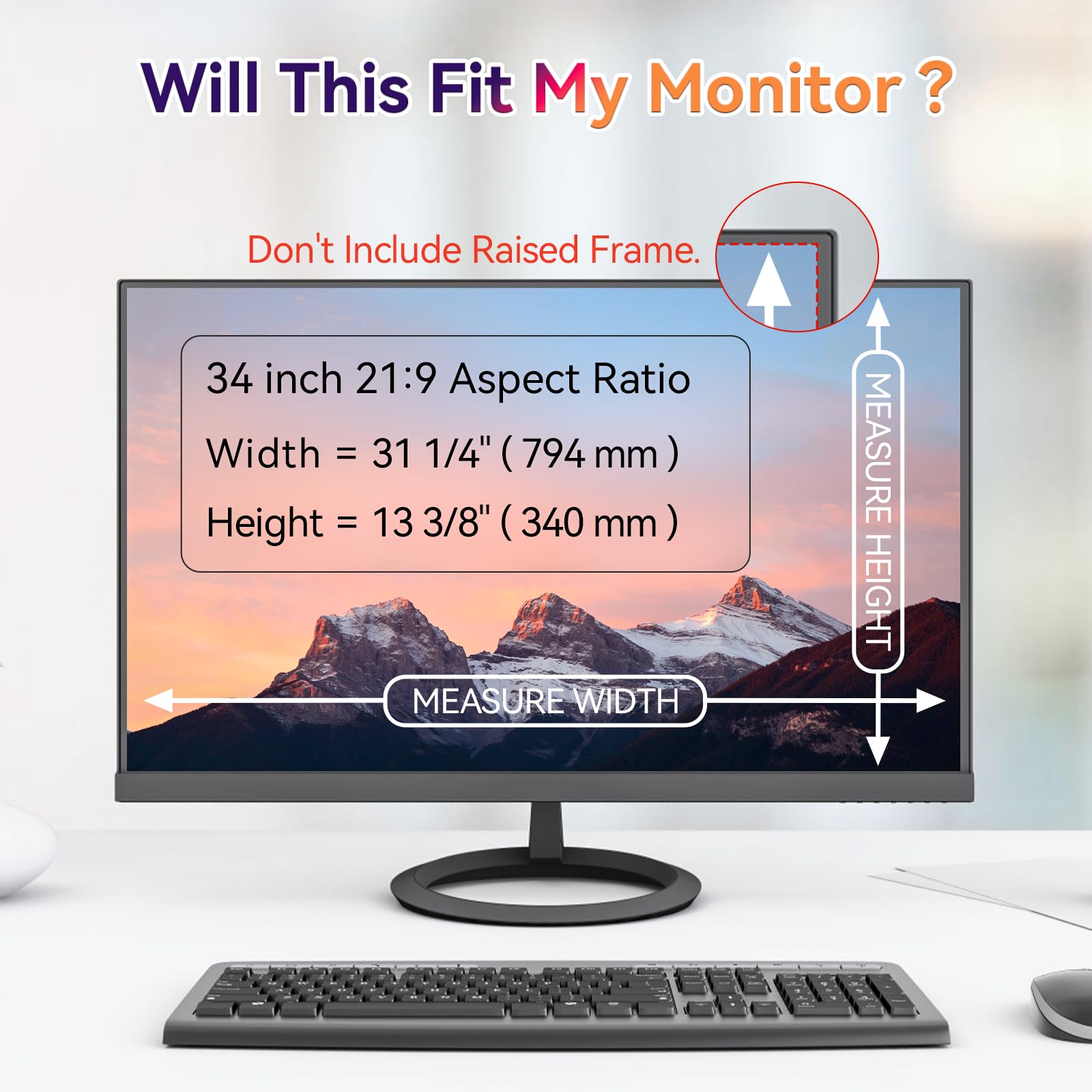 Protector de pantalla curvo de privacidad para computadora de 34 pulgadas para monitor de pantalla ancha de relación de aspecto 21:9, protección ocular extraíble, filtro de luz azul antirreflejos