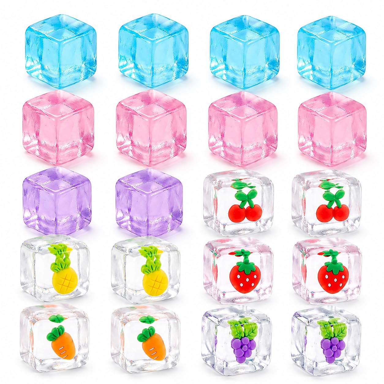 20Pcs Ice Cube Squishy, Fruit Squishy for Student & Office Use