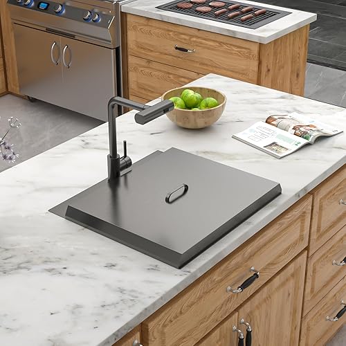 Miniatura 3 de Fregadero de cocina negro de 21 pulgadas, fregadero de preparación de bar, estación de trabajo, fregadero pequeño de acero inoxidable calibre 16 con