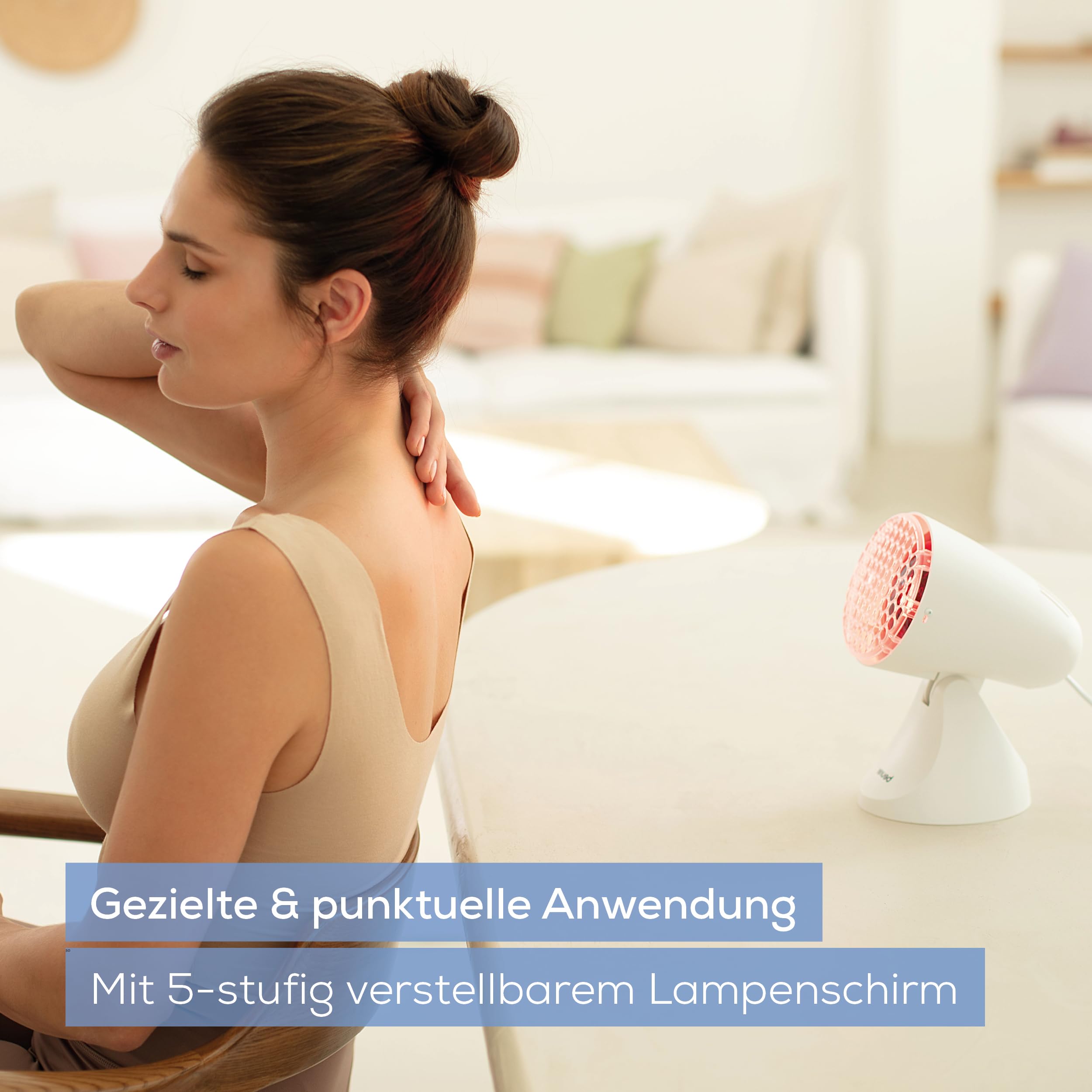 Beurer IL 11 Infrarotlampe mit Schutzgitter, Medizinprodukt mit wohltuender Wärme zur Anwendung bei Erkältung und Muskelverspannung, 5 Neigungsstufen, inklusive Schutzbrille, Weiß