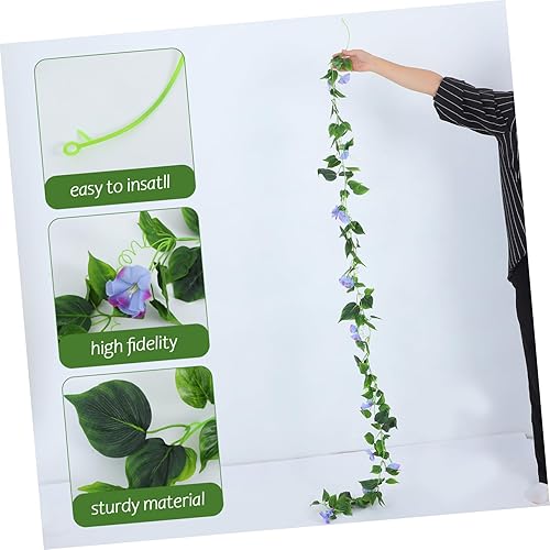 Miniatura 7 de WINOMO 2pcs Vines artificial Morning Glory colgante verde Plantas Guirnalda de seda Cestas de decoración (Azul)
