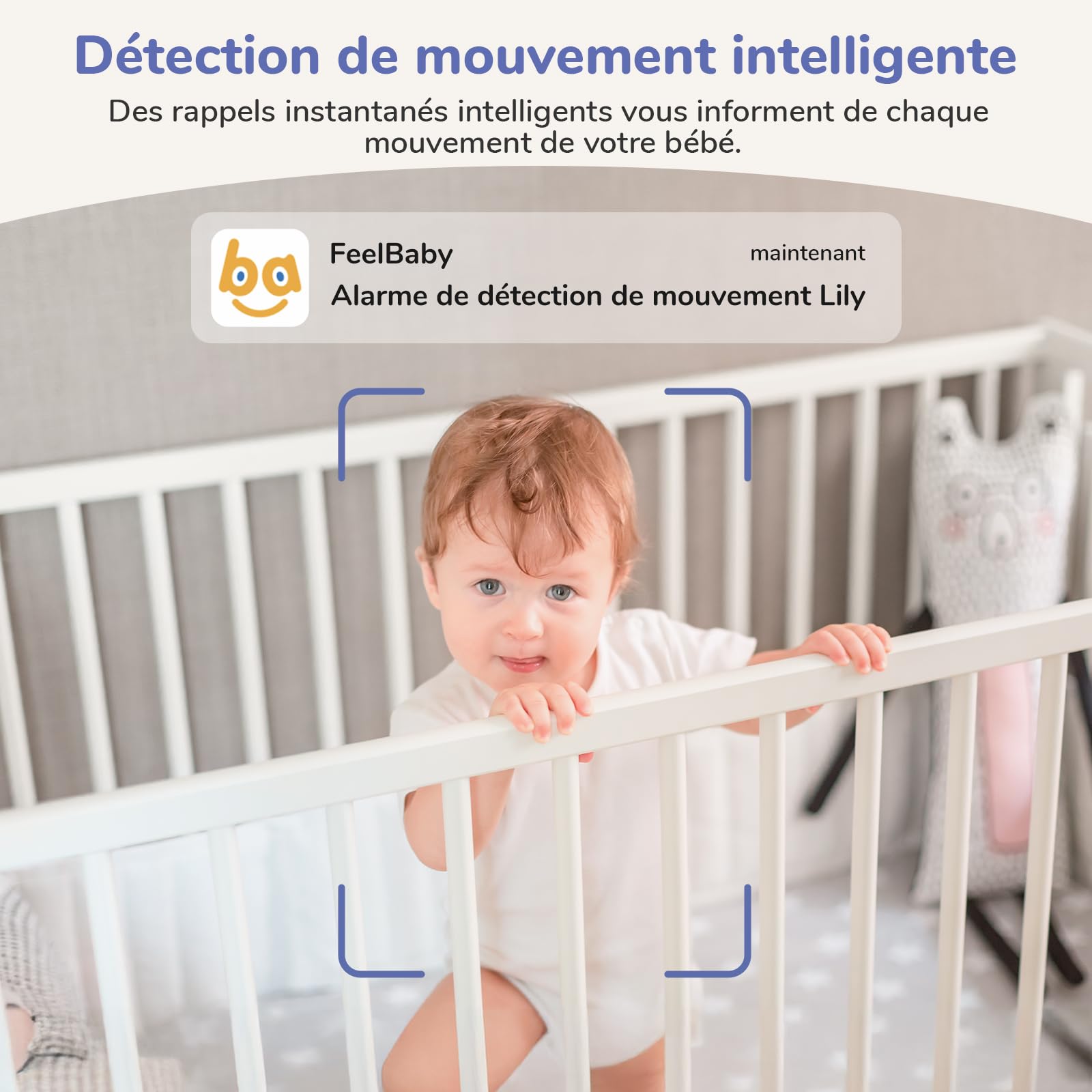 2K/3MP Babyphone Caméra Bébé, 5" IPS, 360 ° View, PTZ & VOX, HDR Vision Nocturne, Babyphone Connecté Smartphone, Lumière Infrarouge Invisible, Détection des Pleurs & Température