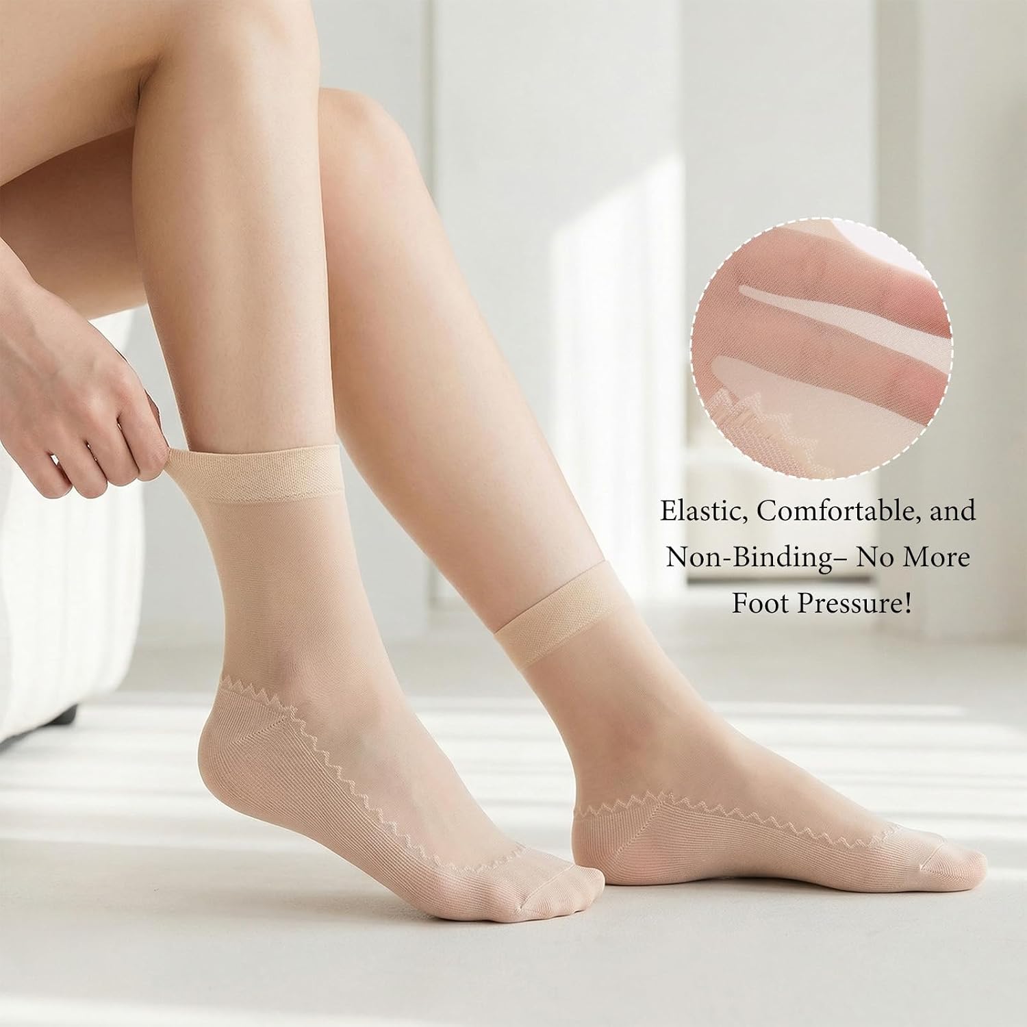 12 Pairs Womens Ankle High Sheer Socks Nude Crew Stocking Summer Ultra Thin Cool See Through Calf Silk Socks for Women