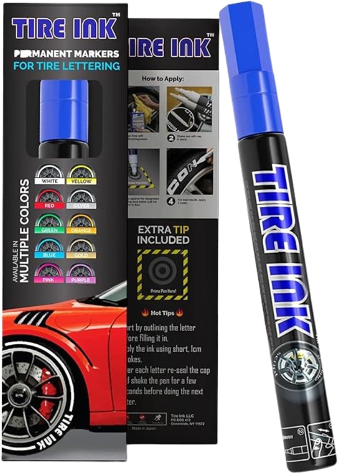 Color Tire Paint Pen - Waterproof Permanent Paint Pens for Car Wheels Lettering | Car Wash Safe and Durable | Made in Japan (Blue, 1 Pen)