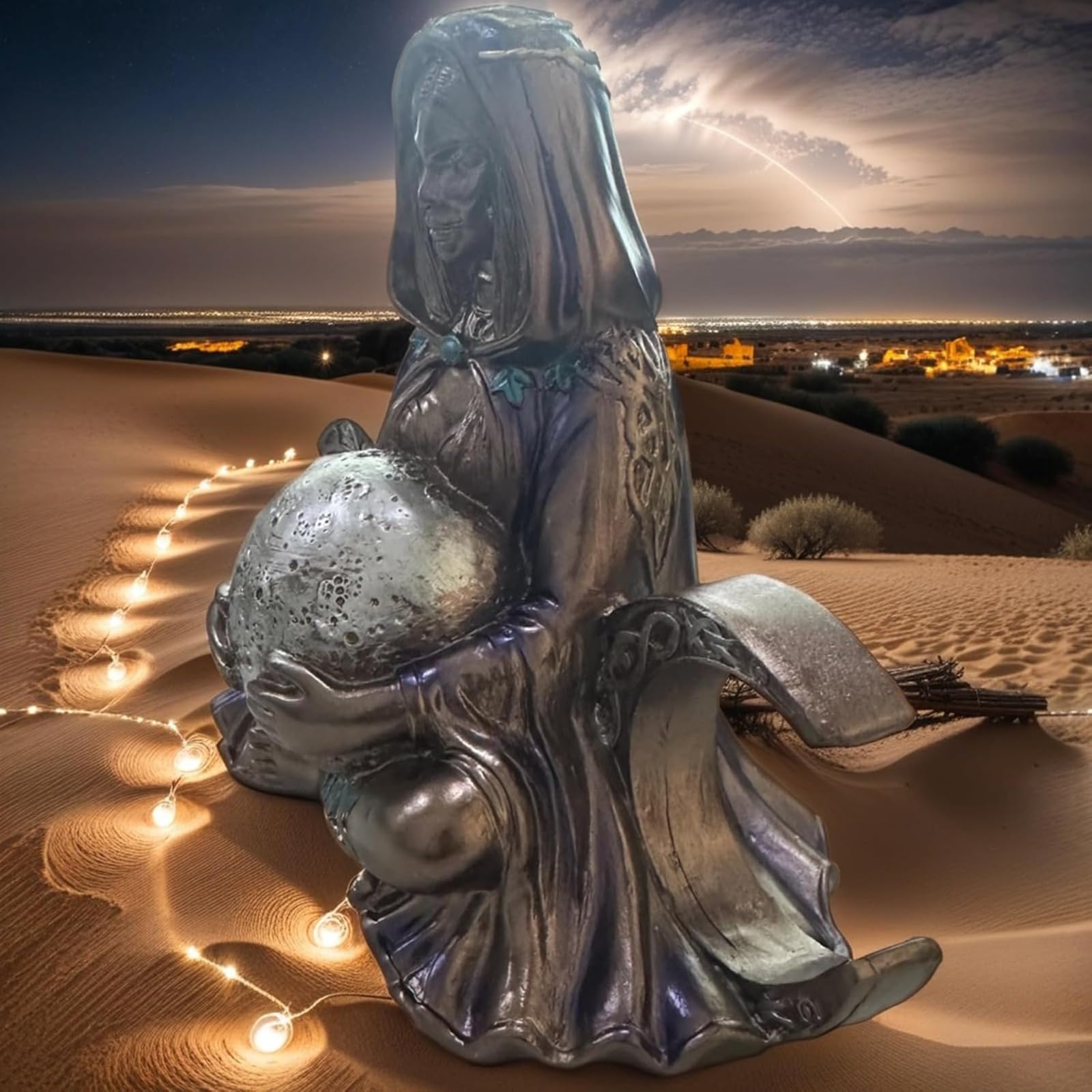 Statua della Dea Madre Terra, scultura Gaia per altare, figurina in resina della dea della luna, decorazione rispettosa dell'ambiente, regalo di meditazione per gli appassionati