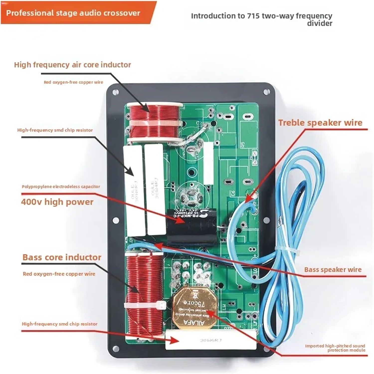 715 725 Professional Stage Speaker Rear Panel KTV Junction Box Wiring Board Divider for Audio Equipment(715 Two Points)