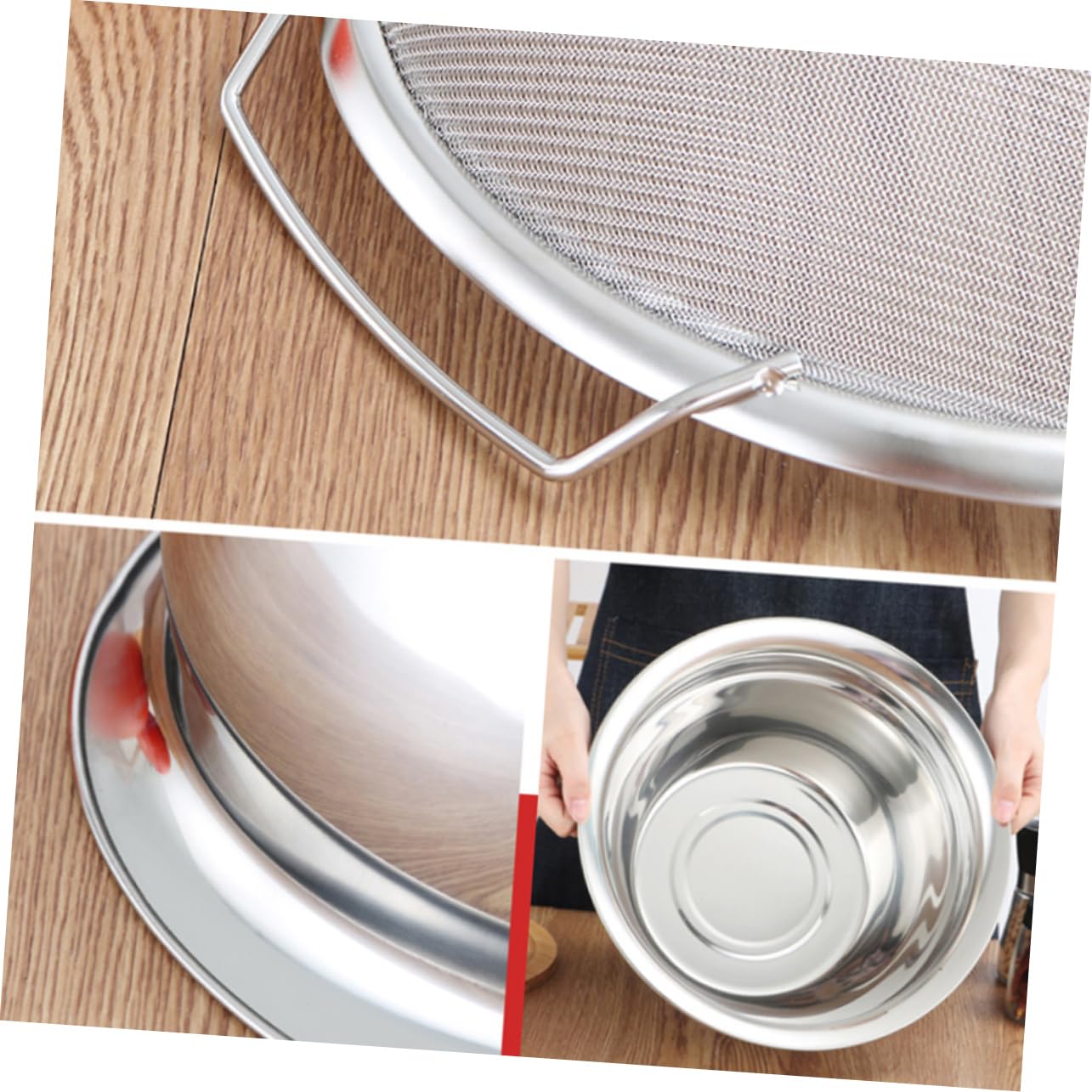 Colador Inoxidable de Acero Asa Malla para Cocina