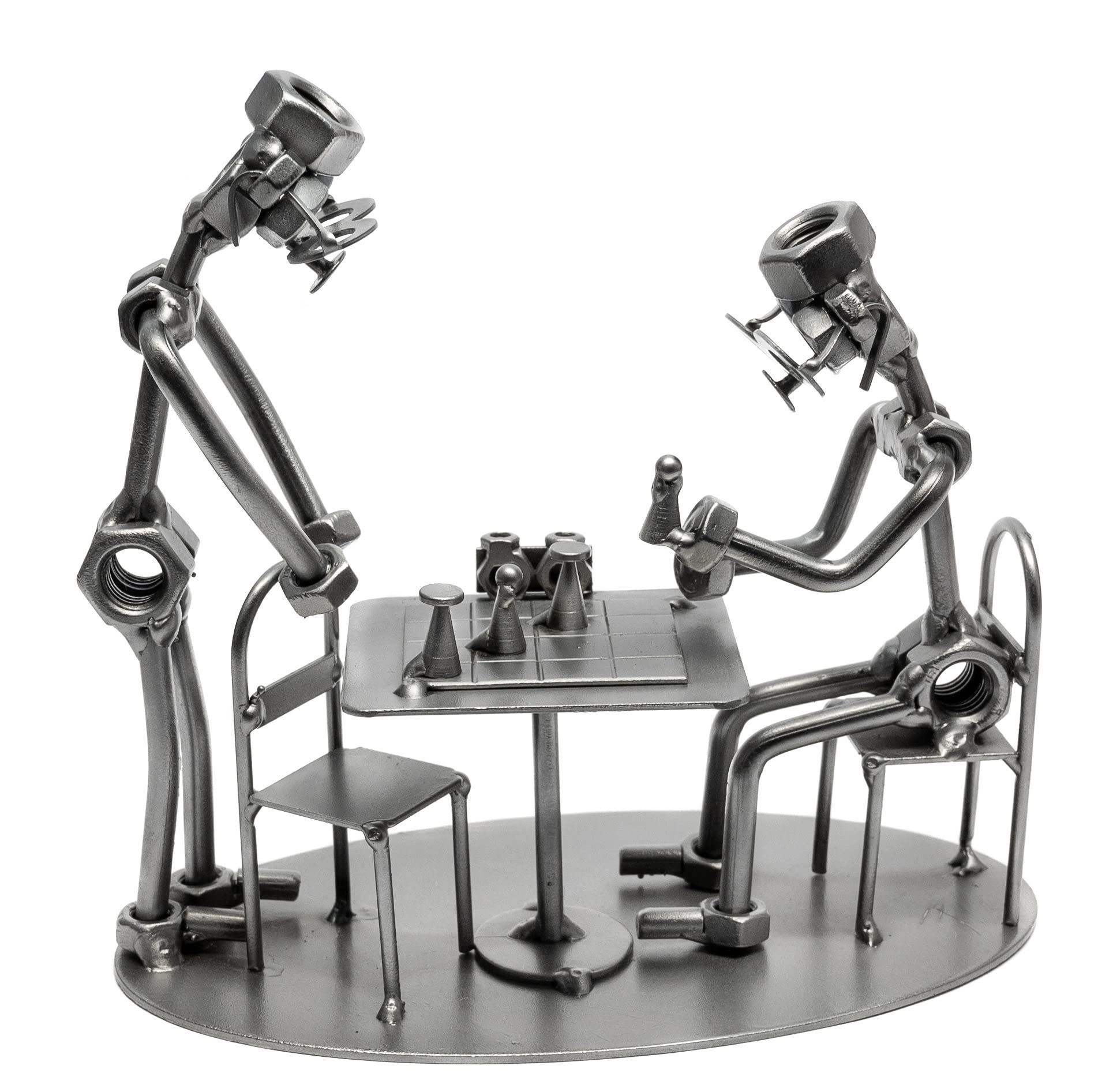 STEEMO Schraubenmännchen Schachspieler Schach Geschenk Metall-Deko 18x10x17 cm