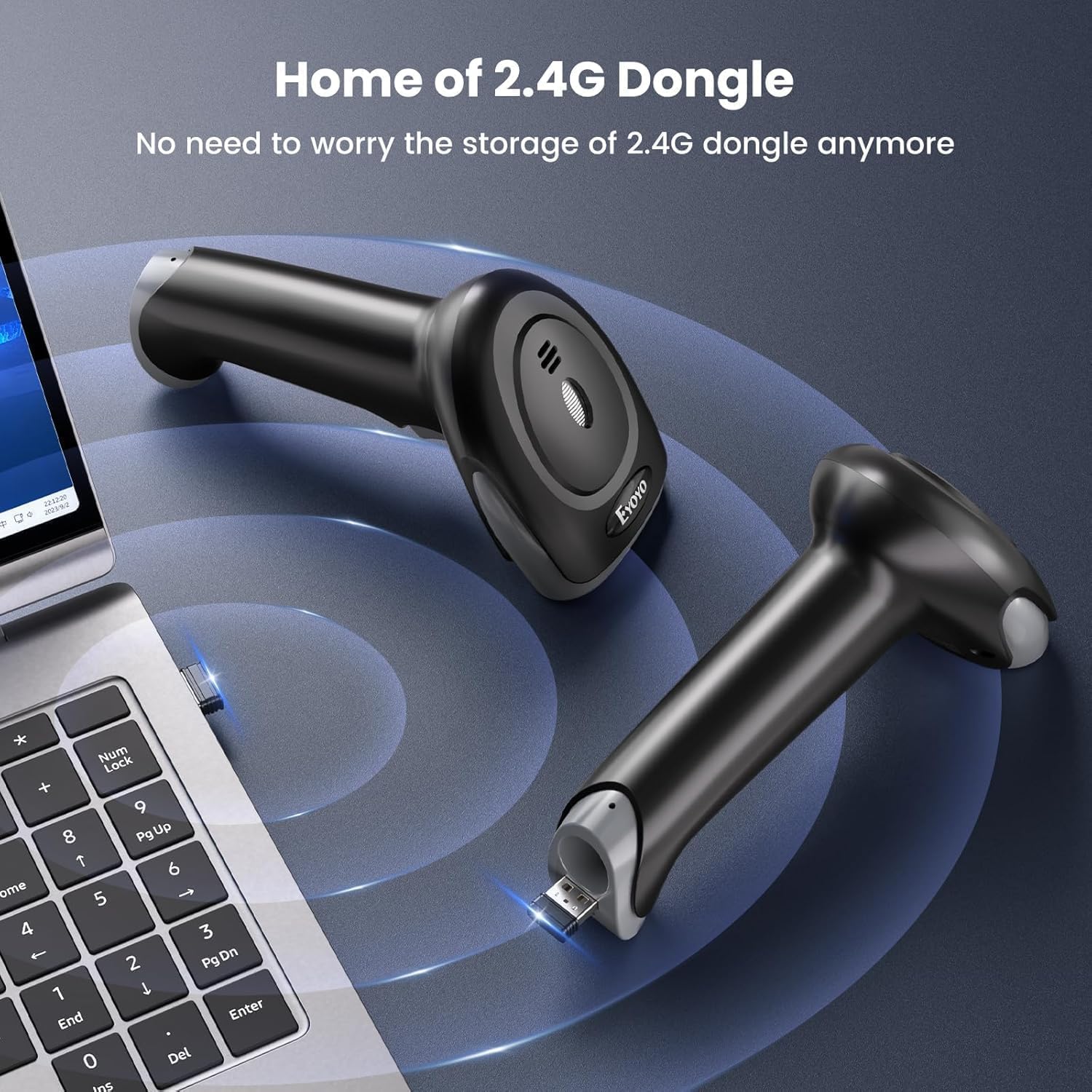 Eyoyo Barcode Scanner 1D 2D QR kabelgebunden 2.4G Wireless Handheld Barcode Leser für PC Mac Laptop